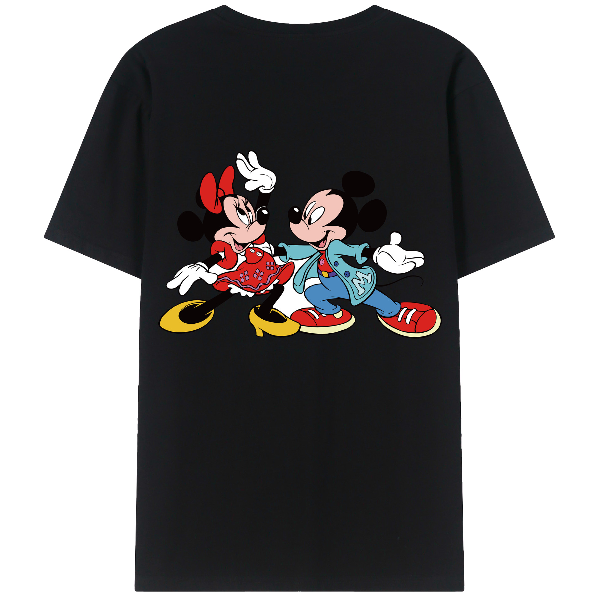 ミッキーマウス Mickey Mouse 綿100％ メンズ半袖Tシャツ（バックプリント） 通気性