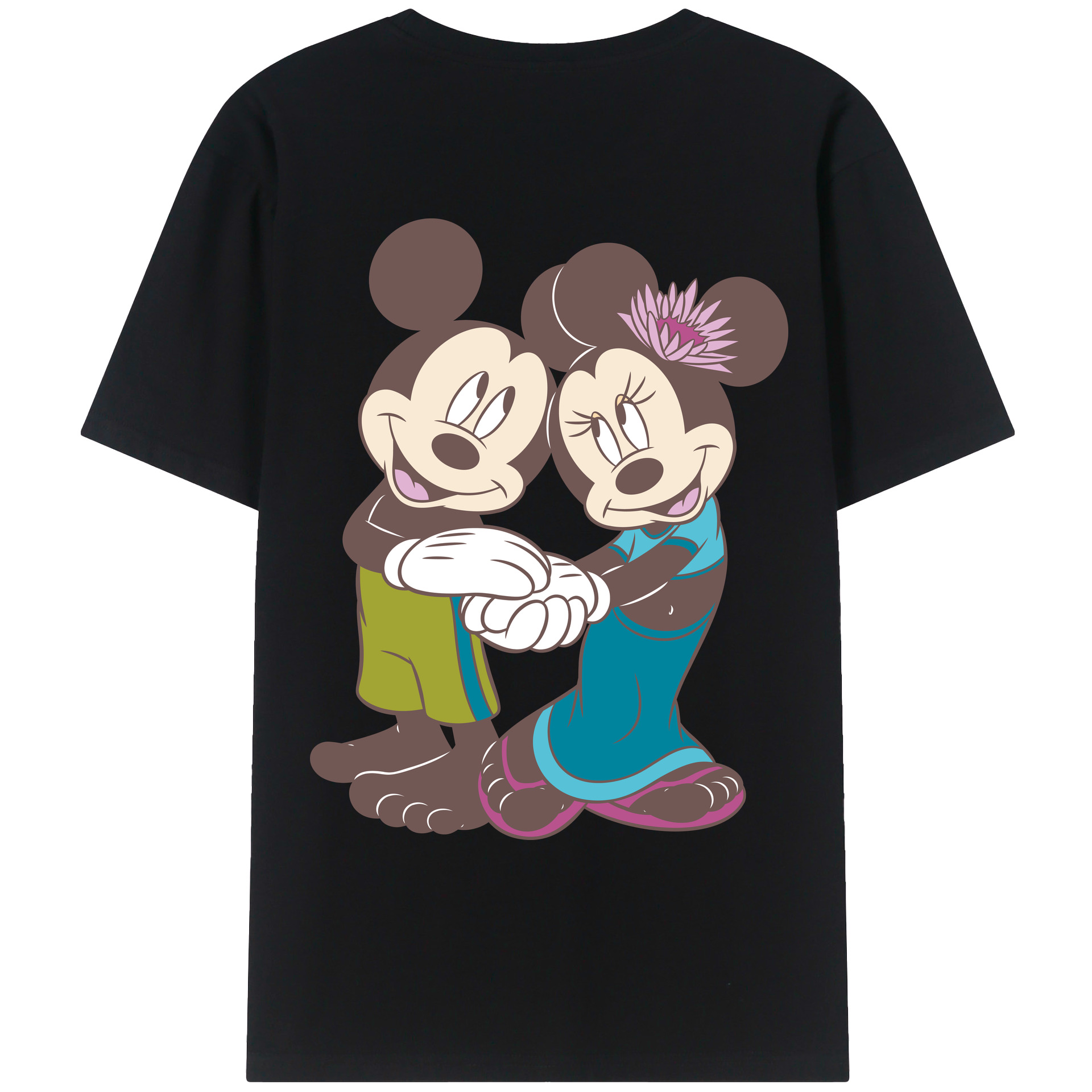 （画像用） ミッキーマウス Mickey Mouse 綿100％ メンズ半袖Tシャツ（バックプリント） 通気性