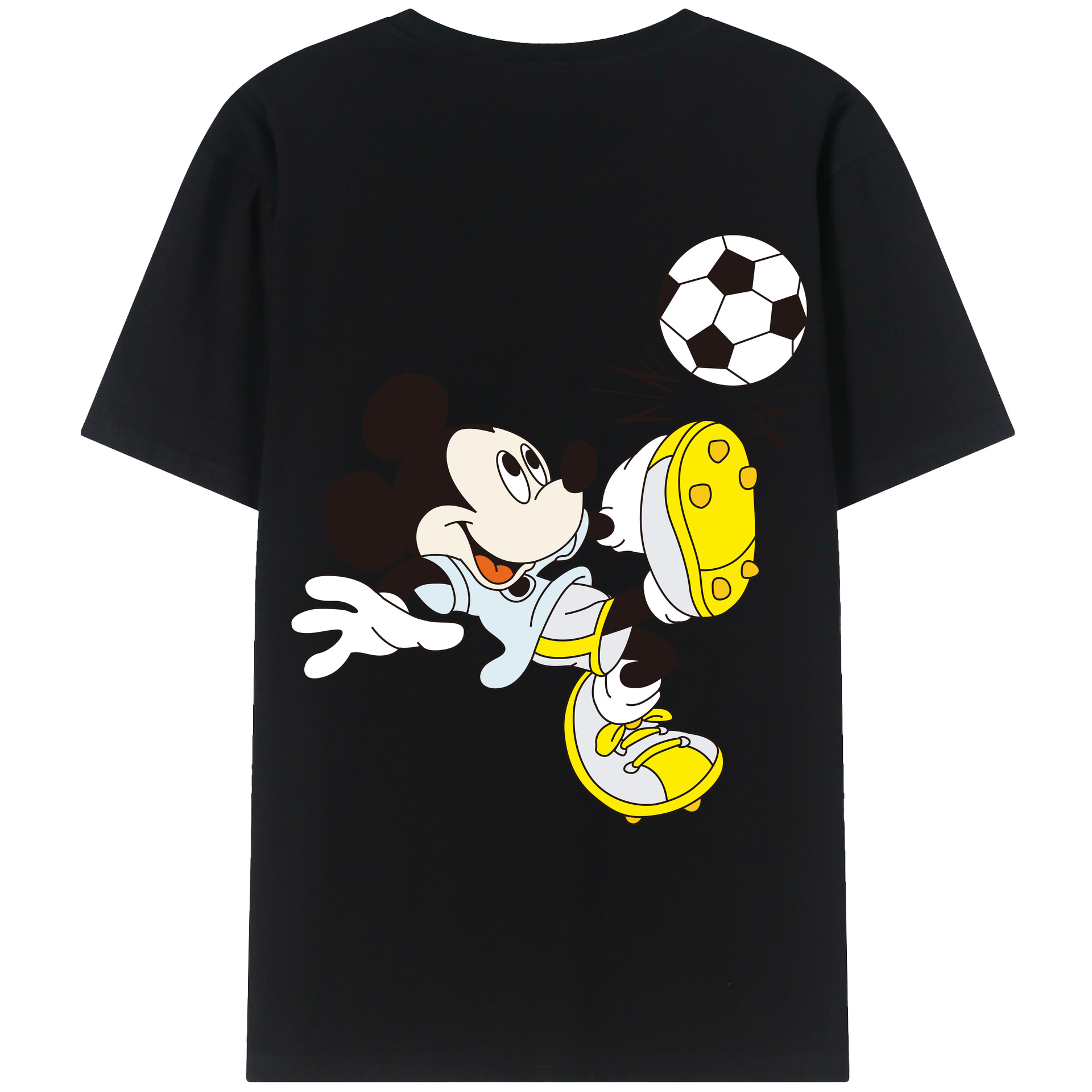 ミッキーマウス Mickey Mouse 綿100％ メンズ半袖Tシャツ（バックプリント） 通気性