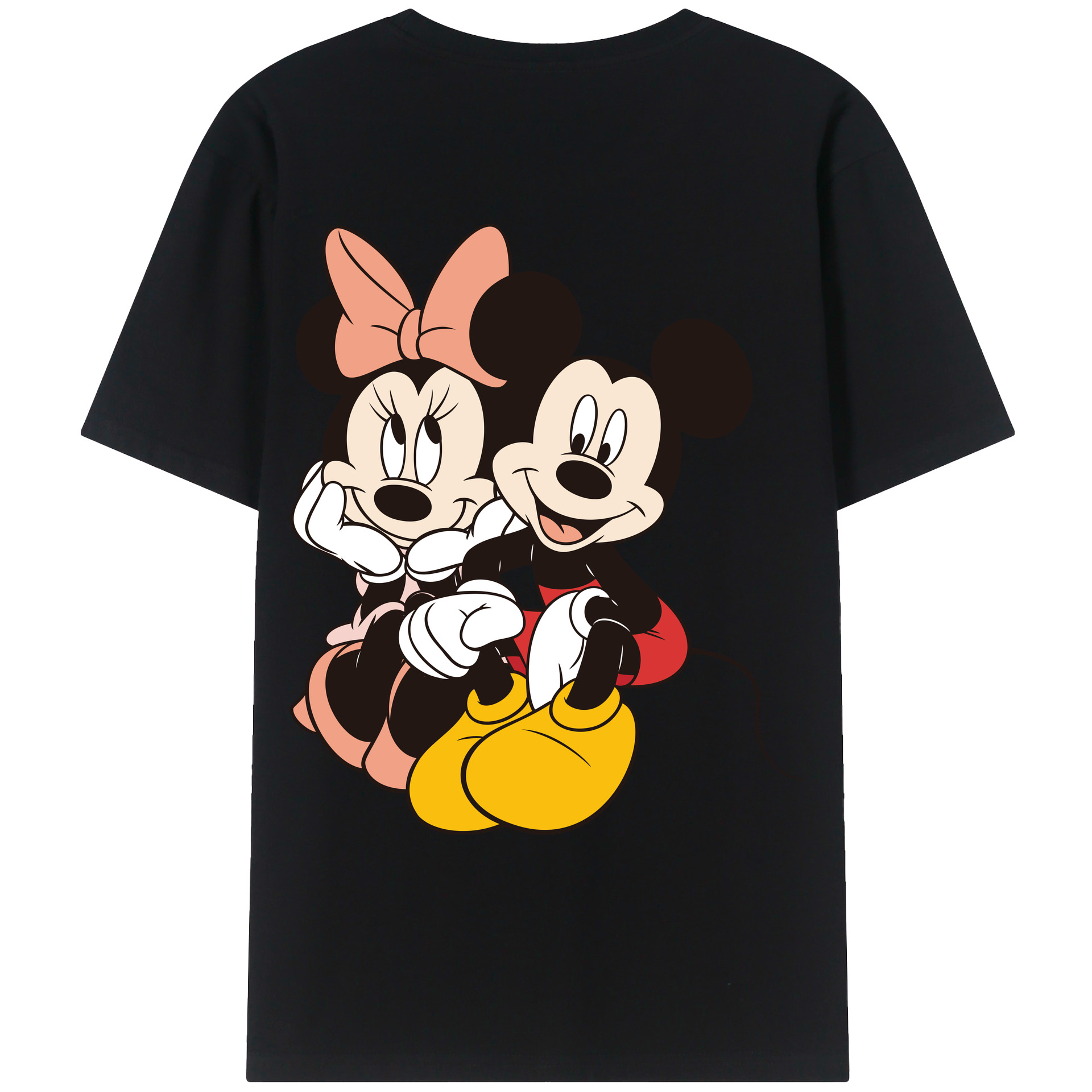 ミッキーマウス Mickey Mouse 綿100％ メンズ半袖Tシャツ（バックプリント） 通気性