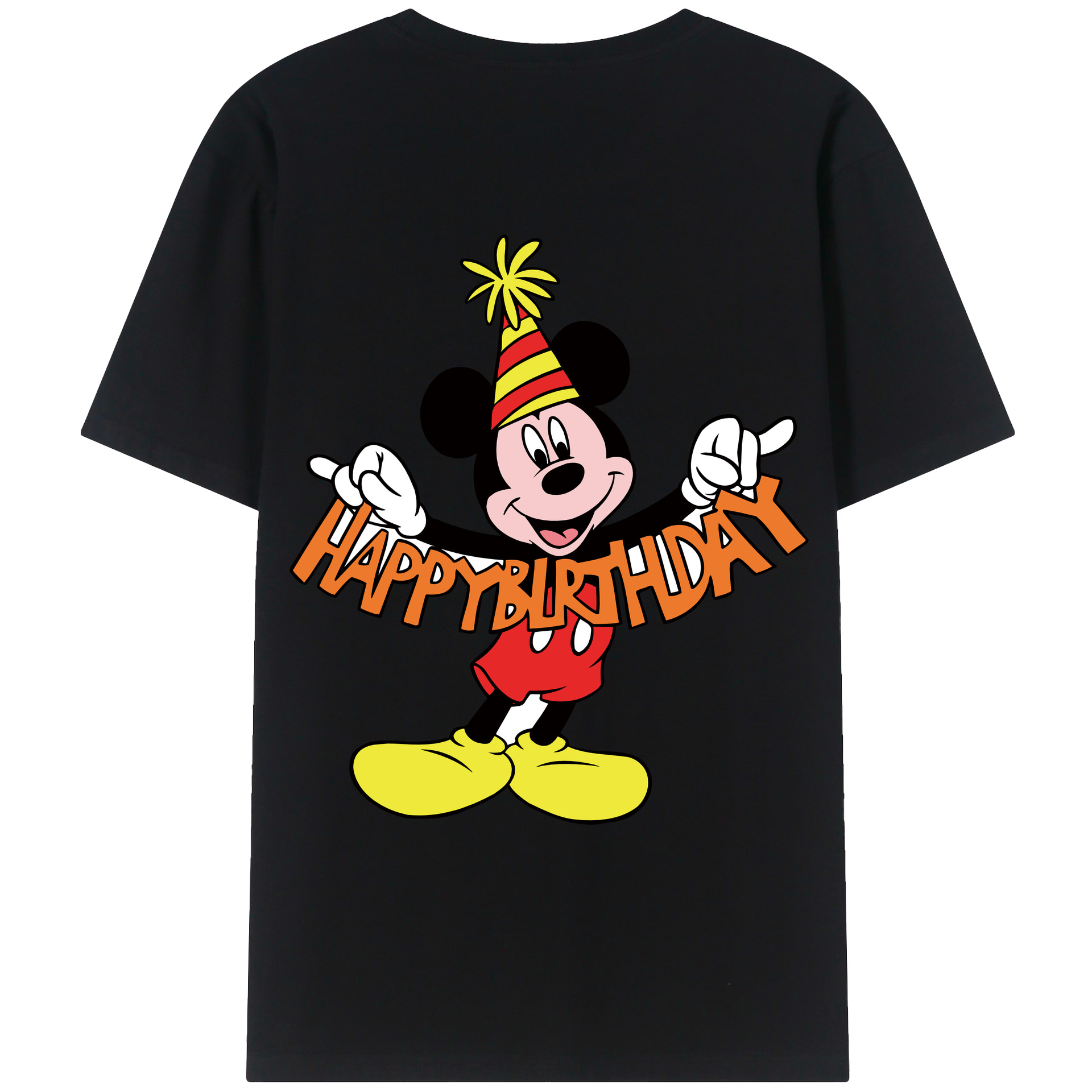 ミッキーマウス Mickey Mouse 綿100％ メンズ半袖Tシャツ（バックプリント） 通気性