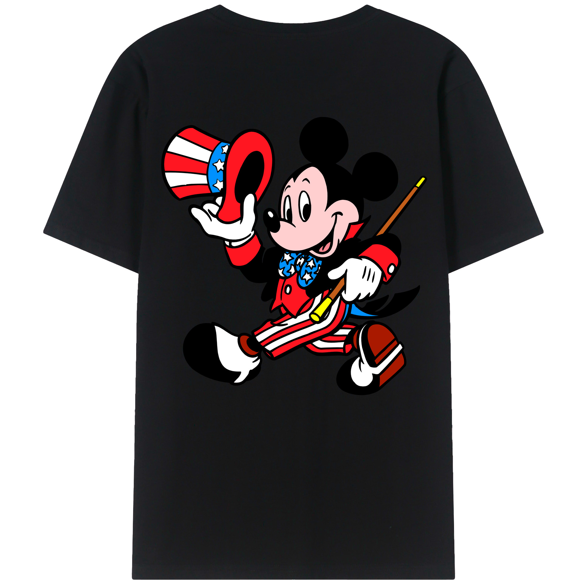 ミッキーマウス Mickey Mouse 綿100％ メンズ半袖Tシャツ（バックプリント） 通気性