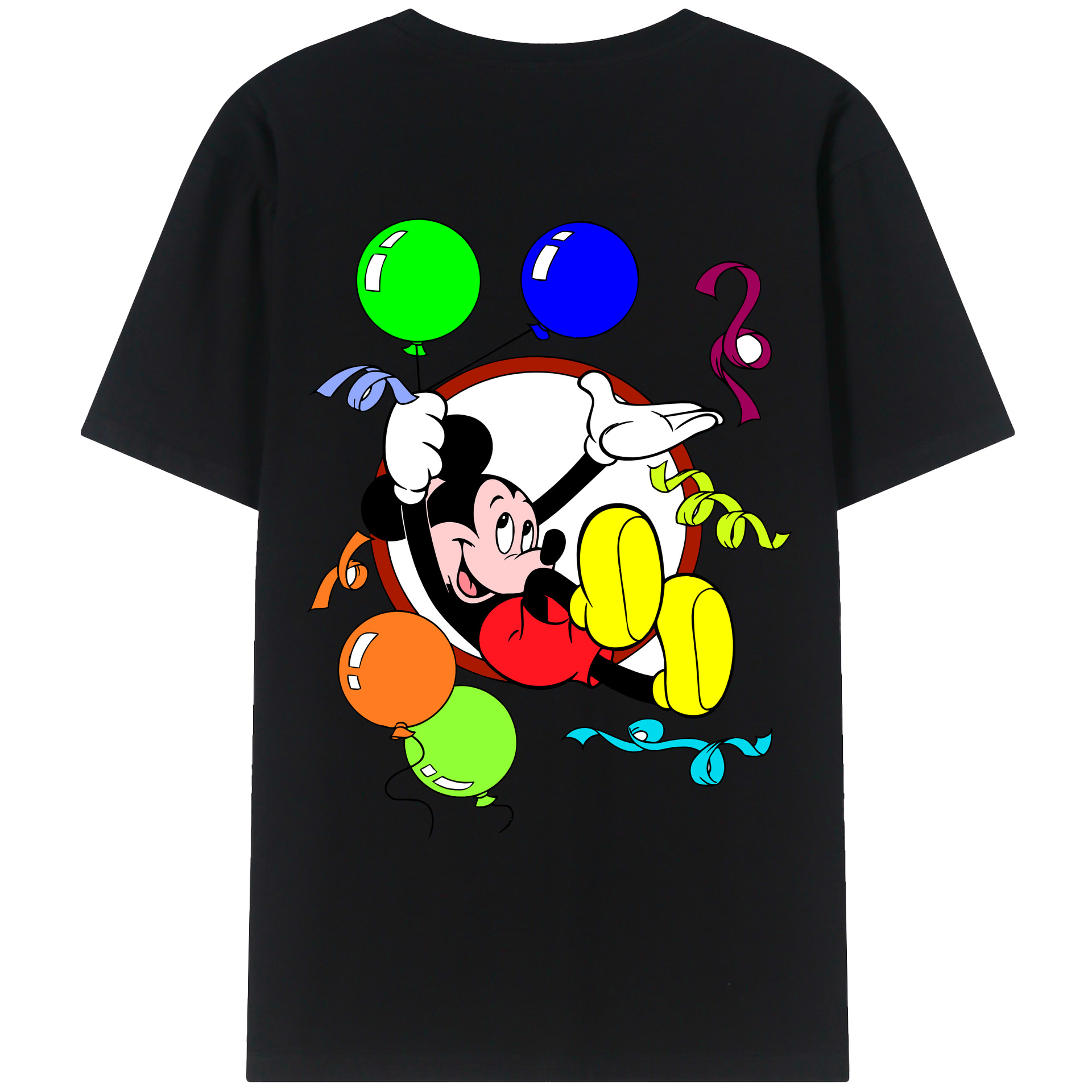 ミッキーマウス Mickey Mouse 綿100％ メンズ半袖Tシャツ（バックプリント） 通気性