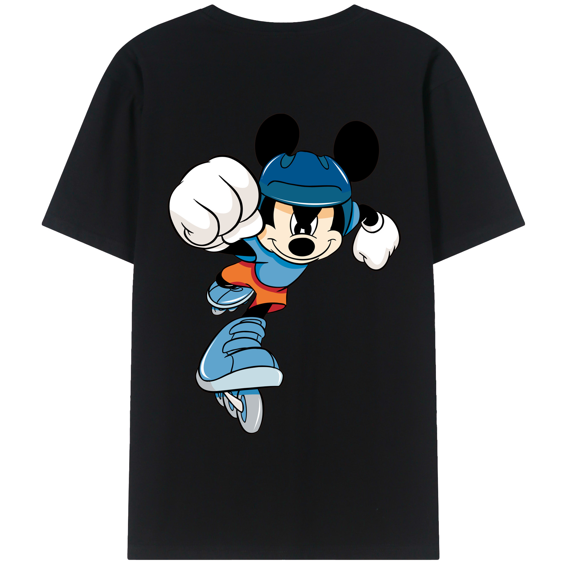 ミッキーマウス Mickey Mouse 綿100％ メンズ半袖Tシャツ（バックプリント） 通気性