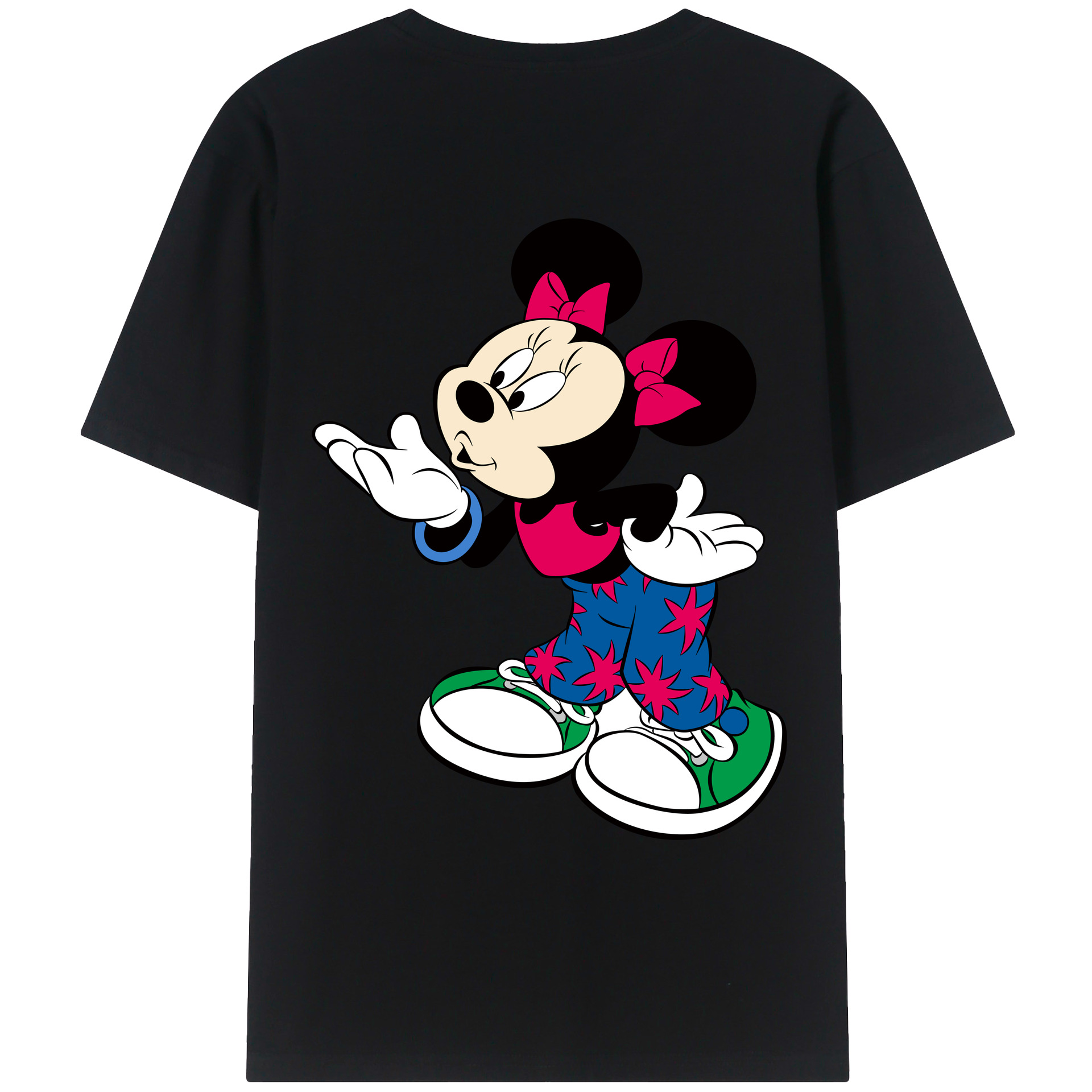 ミッキーマウス Mickey Mouse 綿100％ メンズ半袖Tシャツ（バックプリント） 通気性