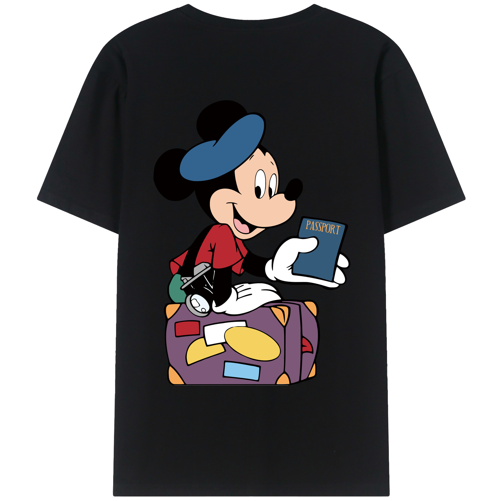 ミッキーマウス Mickey Mouse 綿100％ メンズ半袖Tシャツ（バックプリント） 通気性