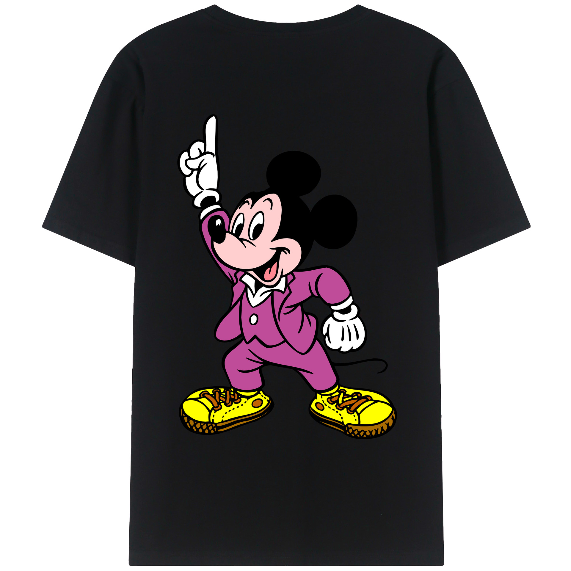 （画像用） ミッキーマウス Mickey Mouse 綿100％ メンズ半袖Tシャツ（バックプリント） 通気性