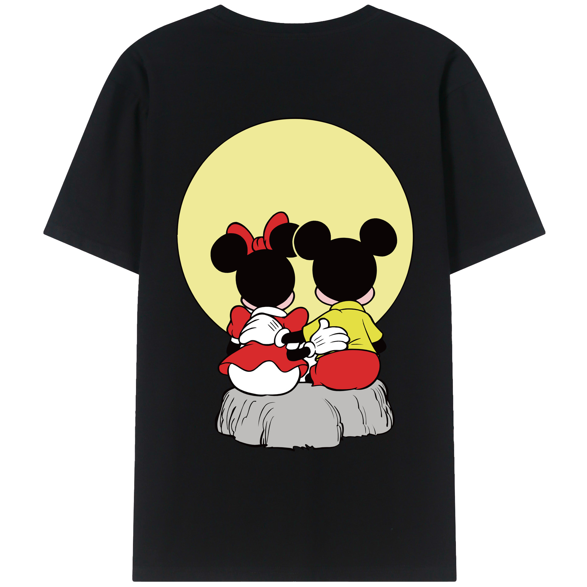 ミッキーマウス Mickey Mouse 綿100％ メンズ半袖Tシャツ（バックプリント） 通気性