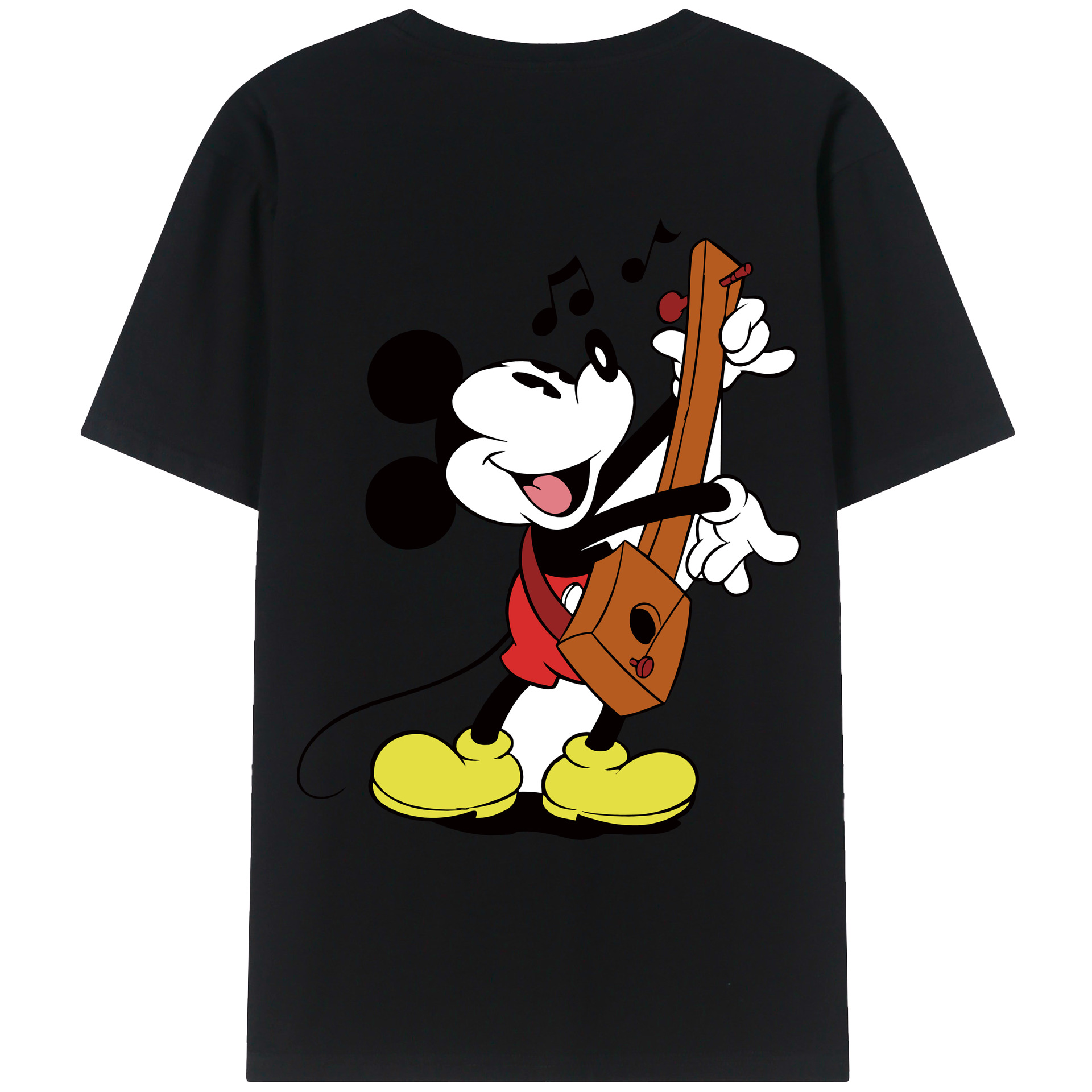ミッキーマウス Mickey Mouse 綿100％ メンズ半袖Tシャツ（バックプリント） 通気性