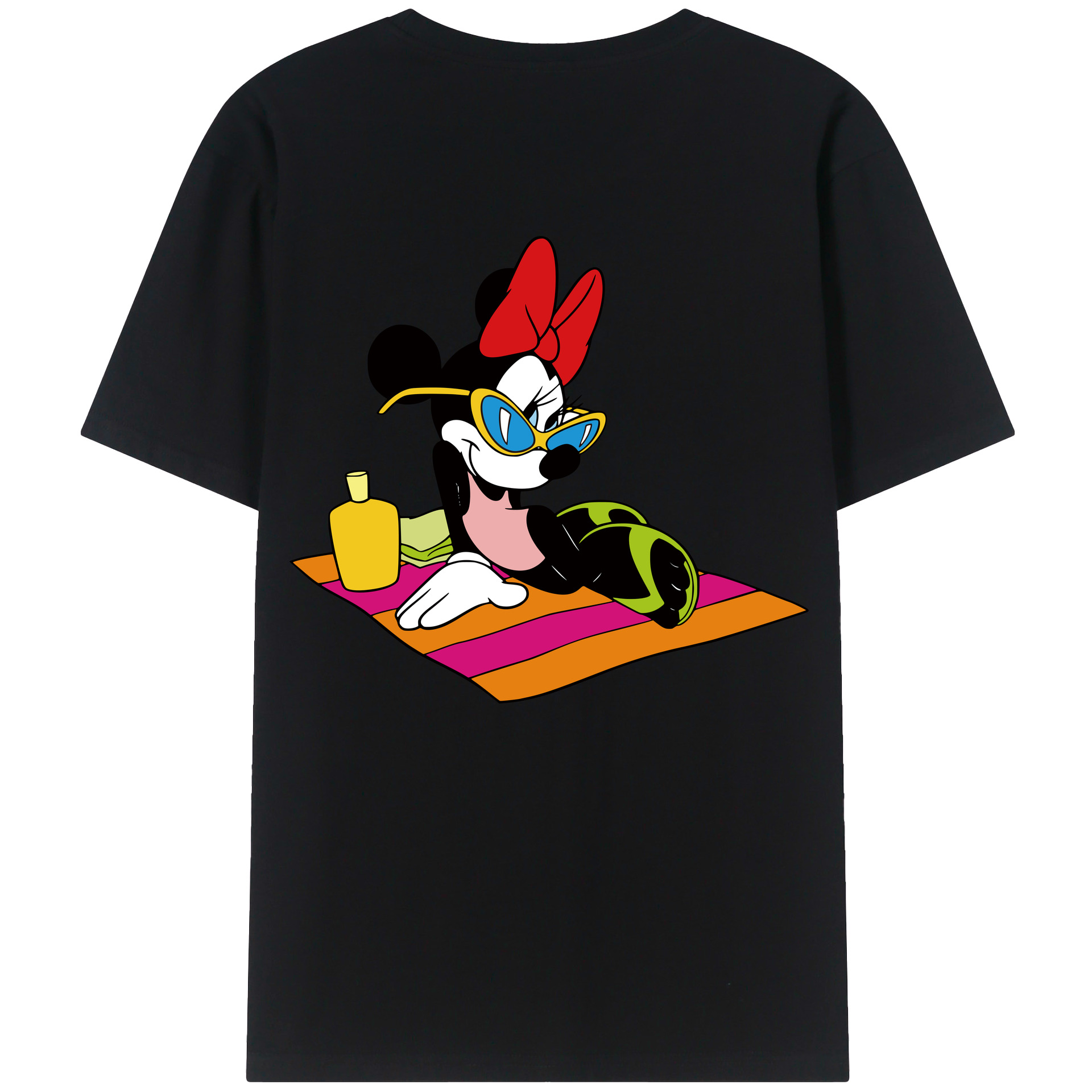 ミッキーマウス Mickey Mouse 綿100％ メンズ半袖Tシャツ（バックプリント） 通気性
