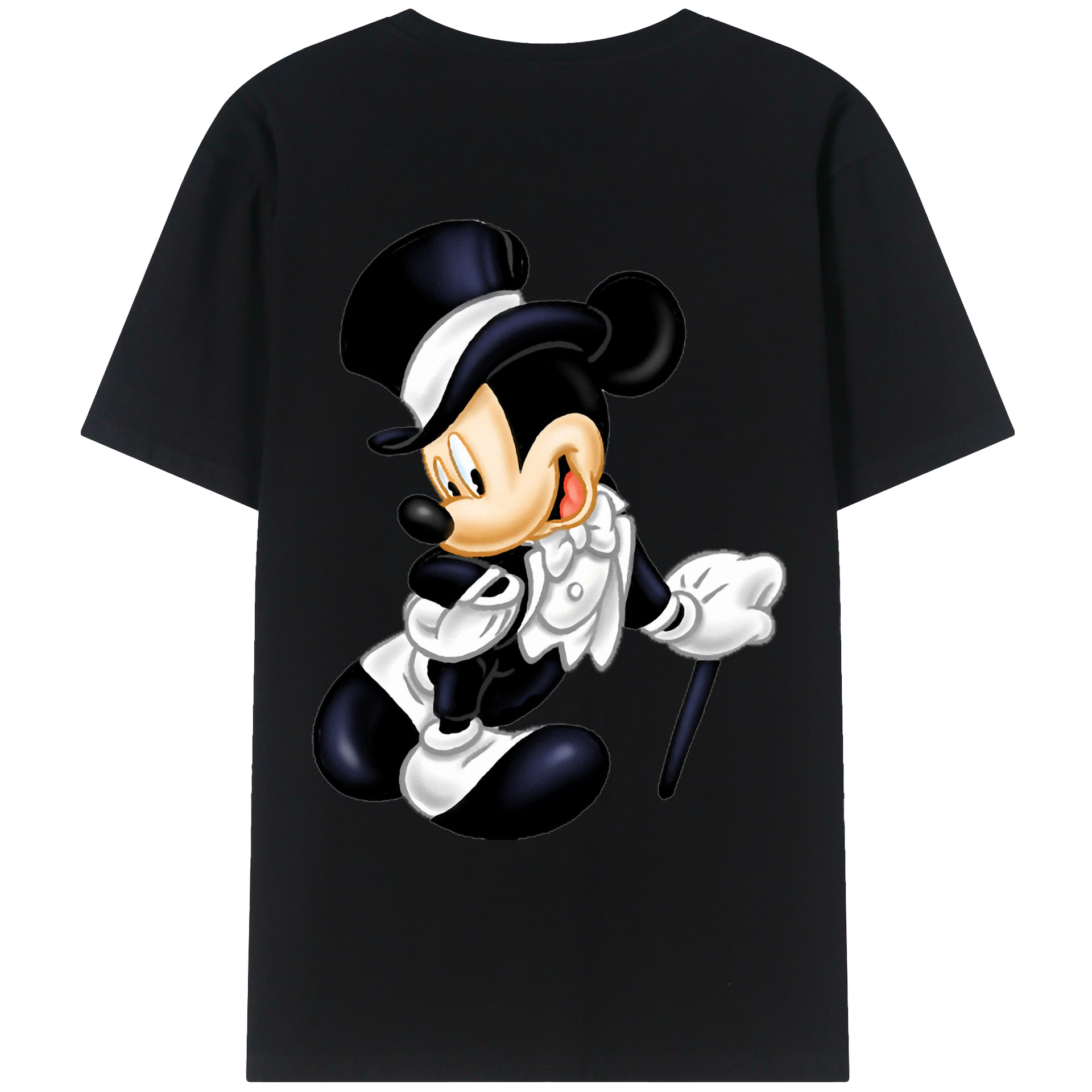 ミッキーマウス Mickey Mouse 綿100％ メンズ半袖Tシャツ（バックプリント） 通気性