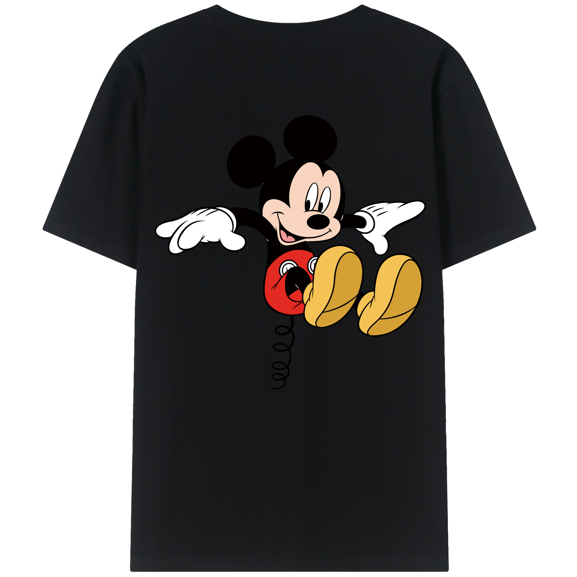 ミッキーマウス Mickey Mouse 綿100％ メンズ半袖Tシャツ（バックプリント） 通気性