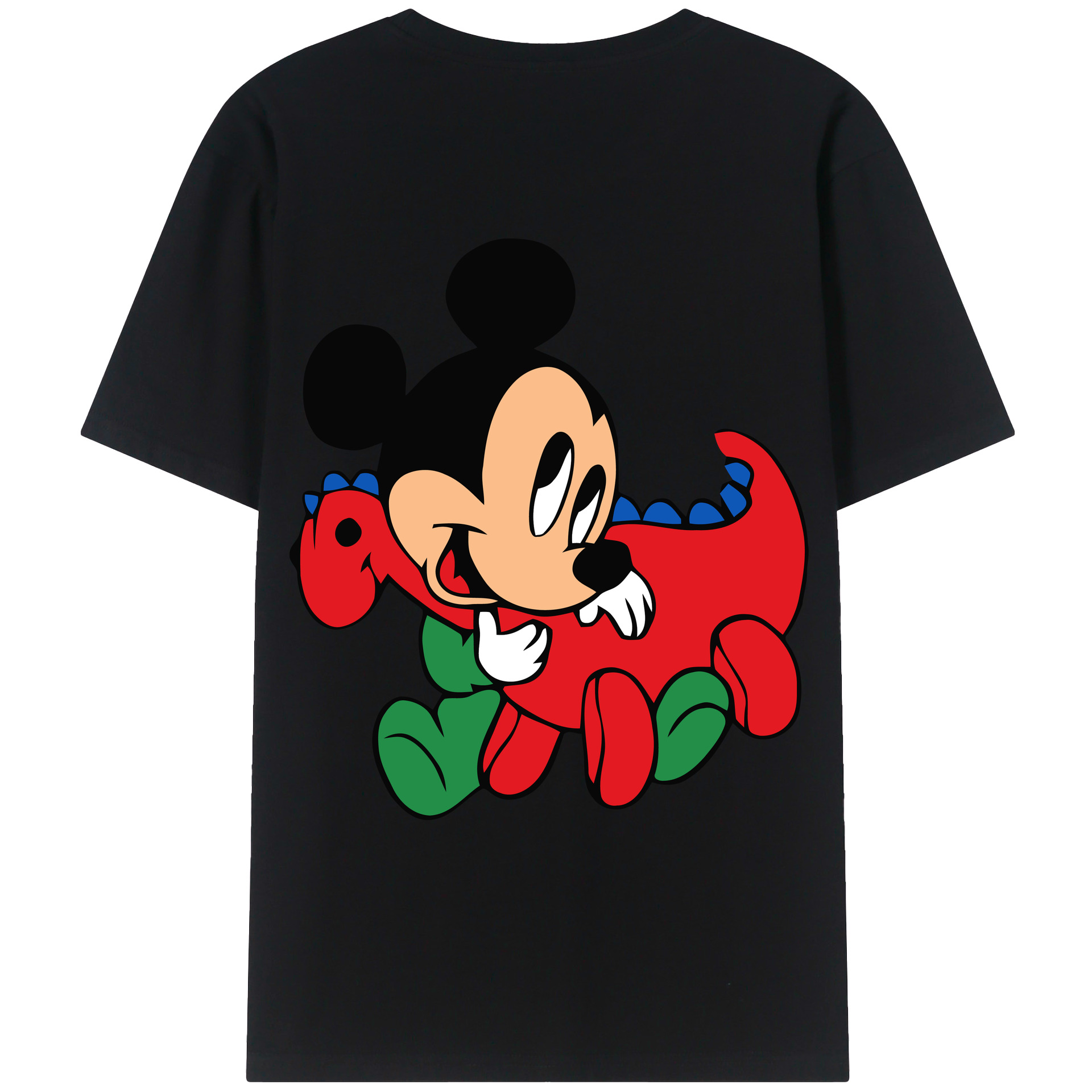 ミッキーマウス Mickey Mouse 綿100％ メンズ半袖Tシャツ（バックプリント） 通気性