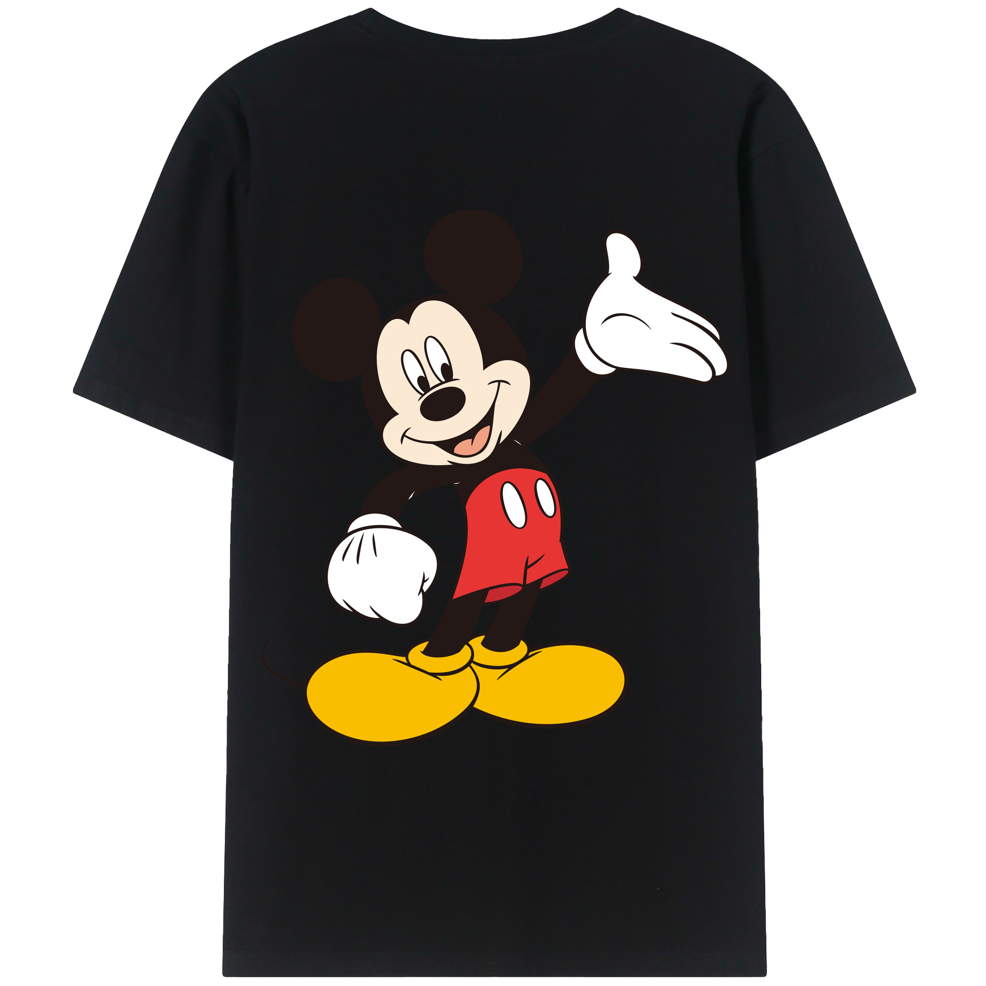 ミッキーマウス Mickey Mouse 綿100％ メンズ半袖Tシャツ（バックプリント） 通気性