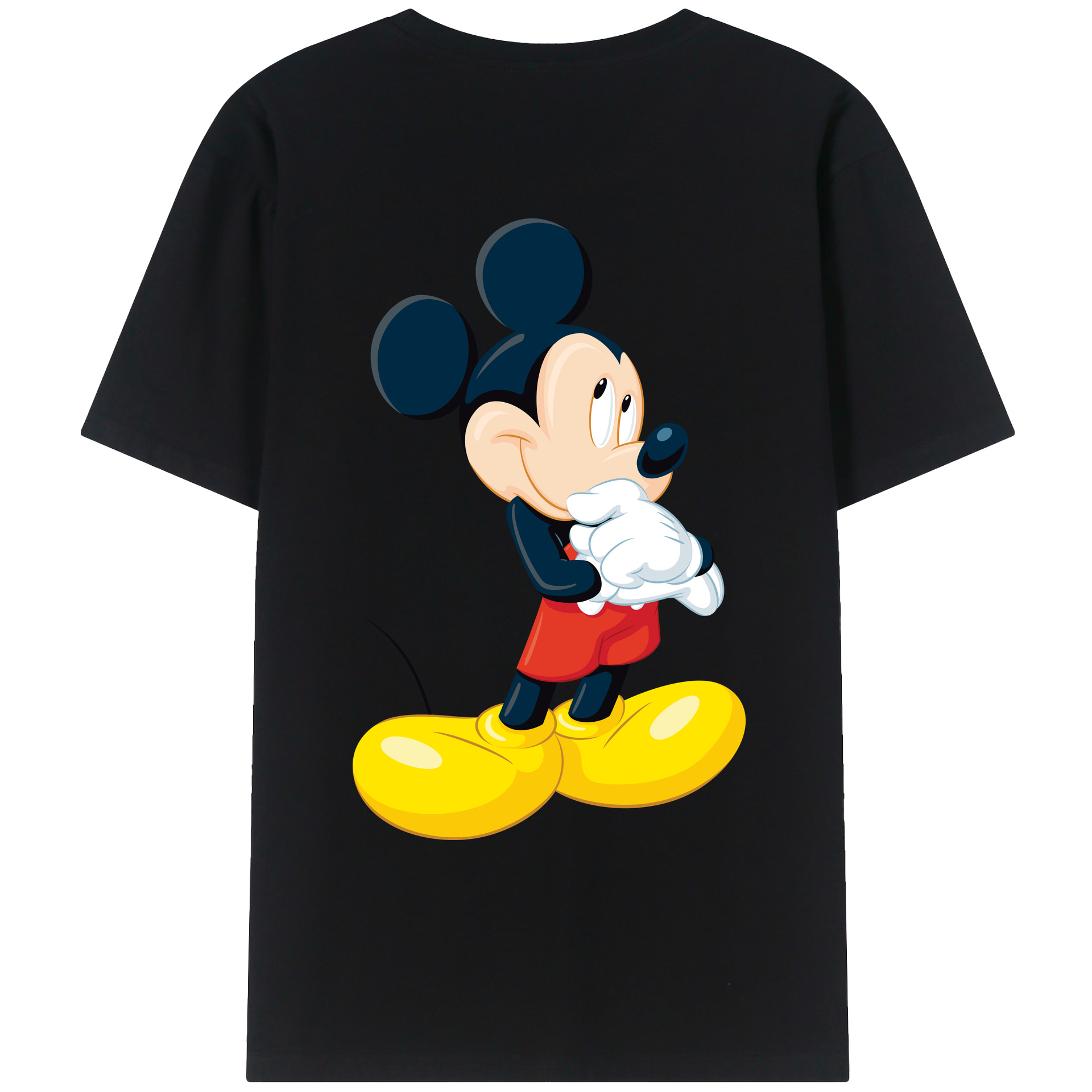 ミッキーマウス Mickey Mouse 綿100％ メンズ半袖Tシャツ（バックプリント） 通気性