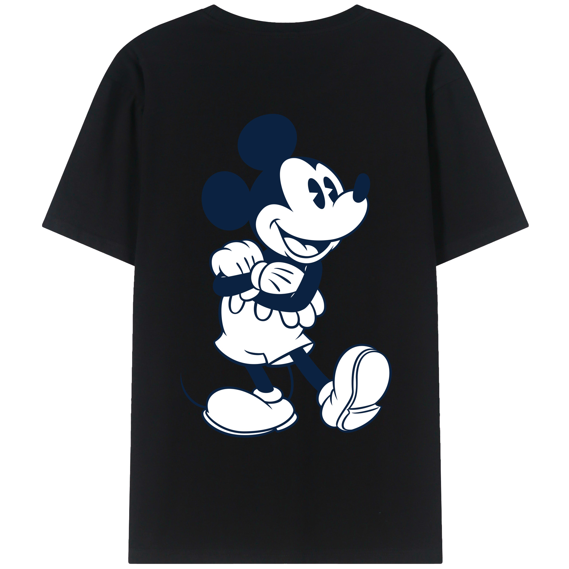 ミッキーマウス Mickey Mouse 綿100％ メンズ半袖Tシャツ（バックプリント） 通気性