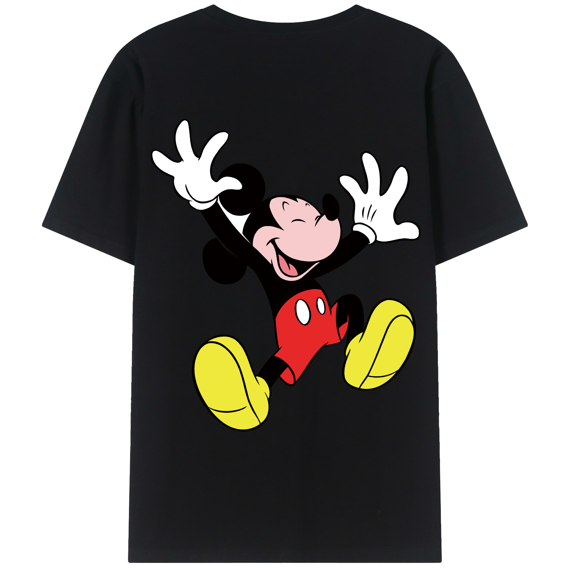 ミッキーマウス Mickey Mouse 綿100％ メンズ半袖Tシャツ（バックプリント） 通気性