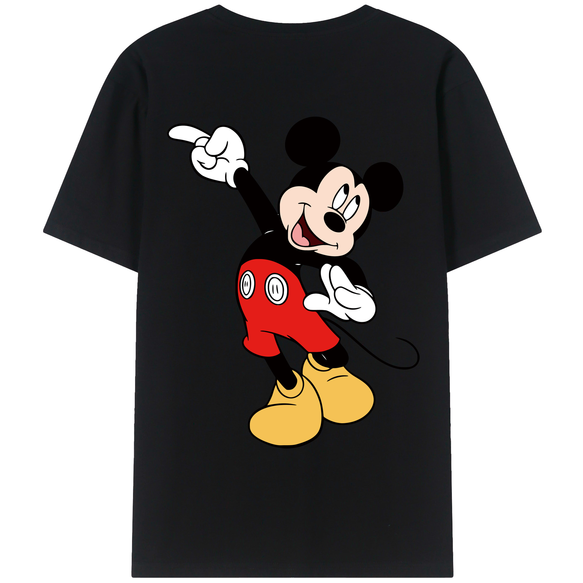 ミッキーマウス Mickey Mouse 綿100％ メンズ半袖Tシャツ（バックプリント） 通気性