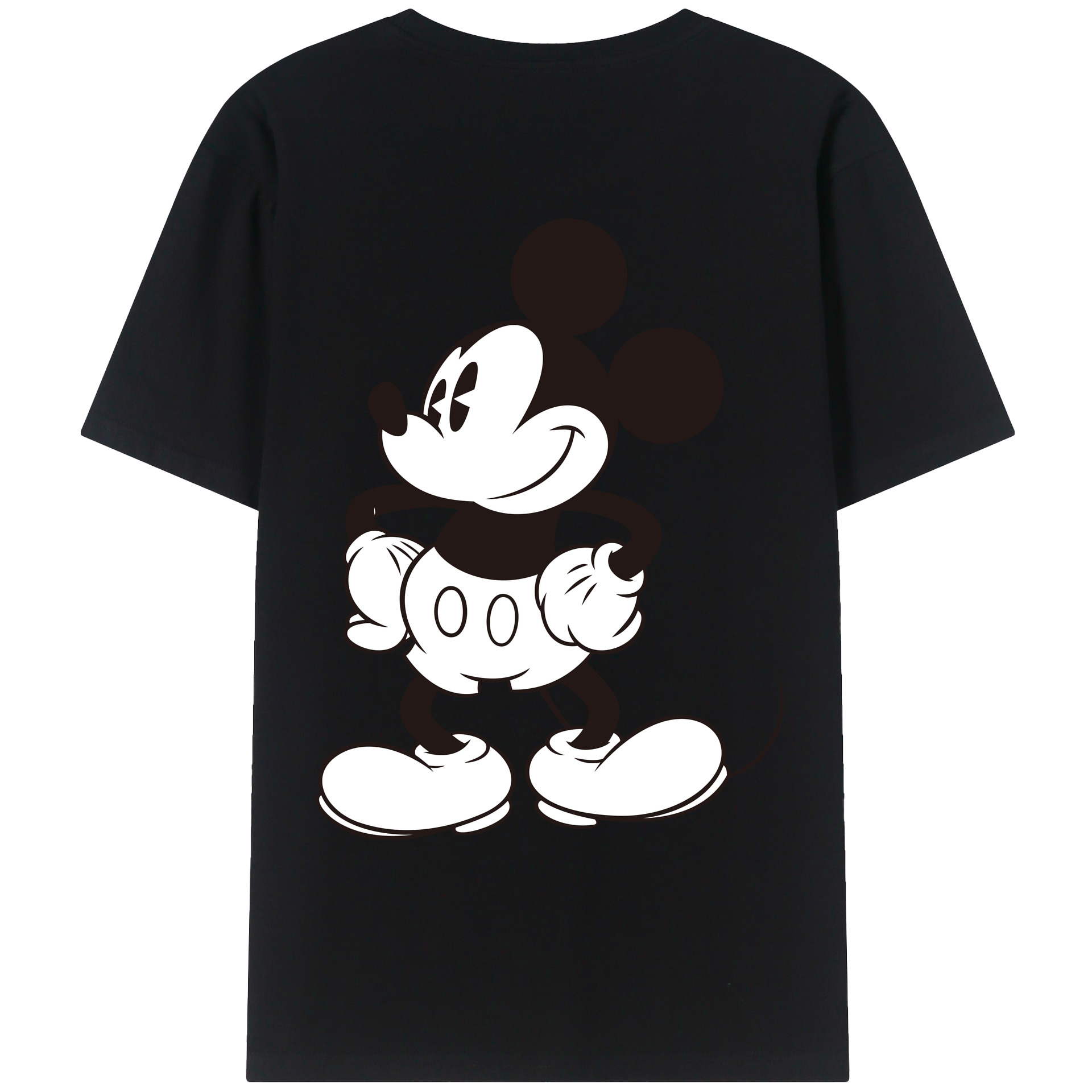 ミッキーマウス Mickey Mouse 綿100％ メンズ半袖Tシャツ（バックプリント） 通気性