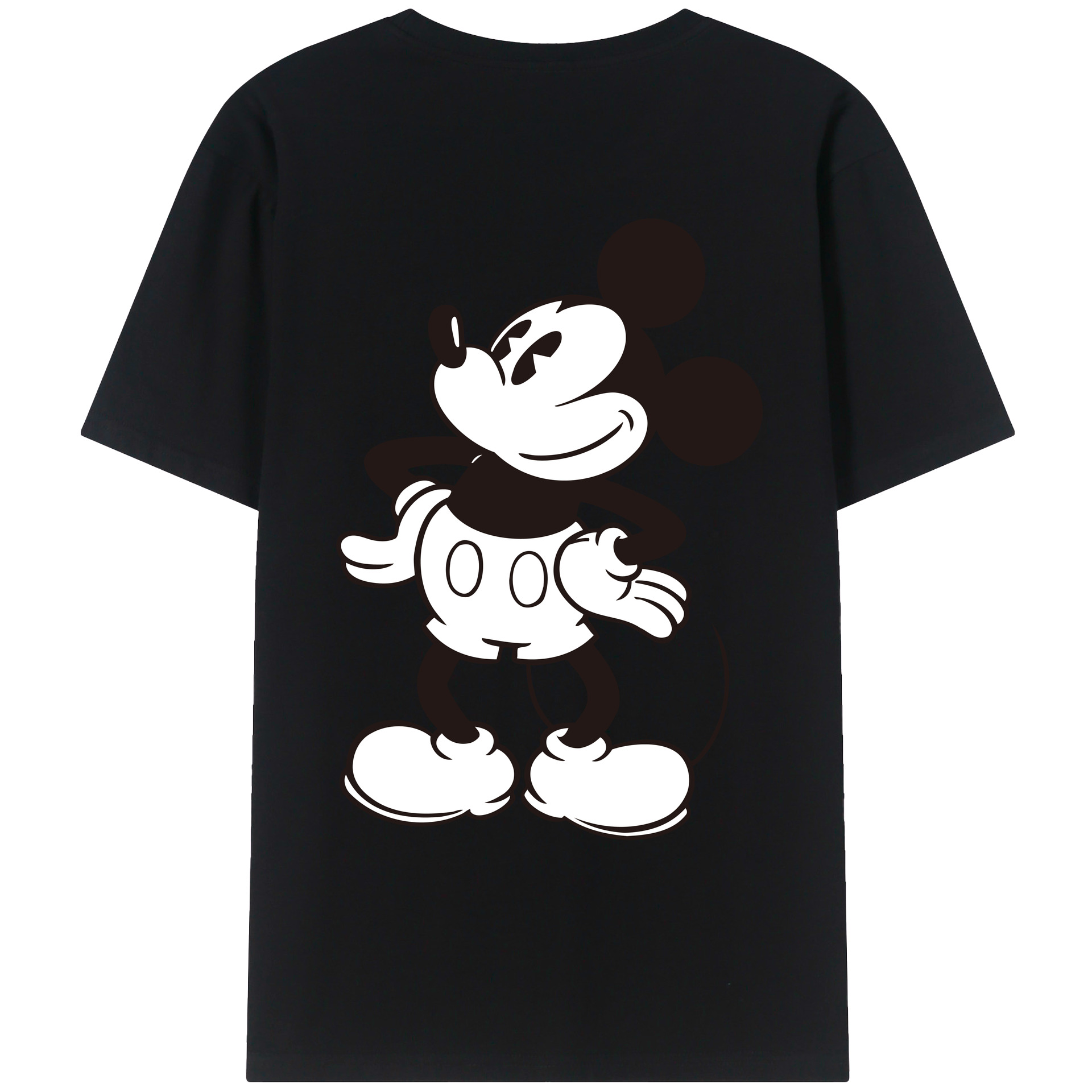 ミッキーマウス Mickey Mouse 綿100％ メンズ半袖Tシャツ（バックプリント） 通気性