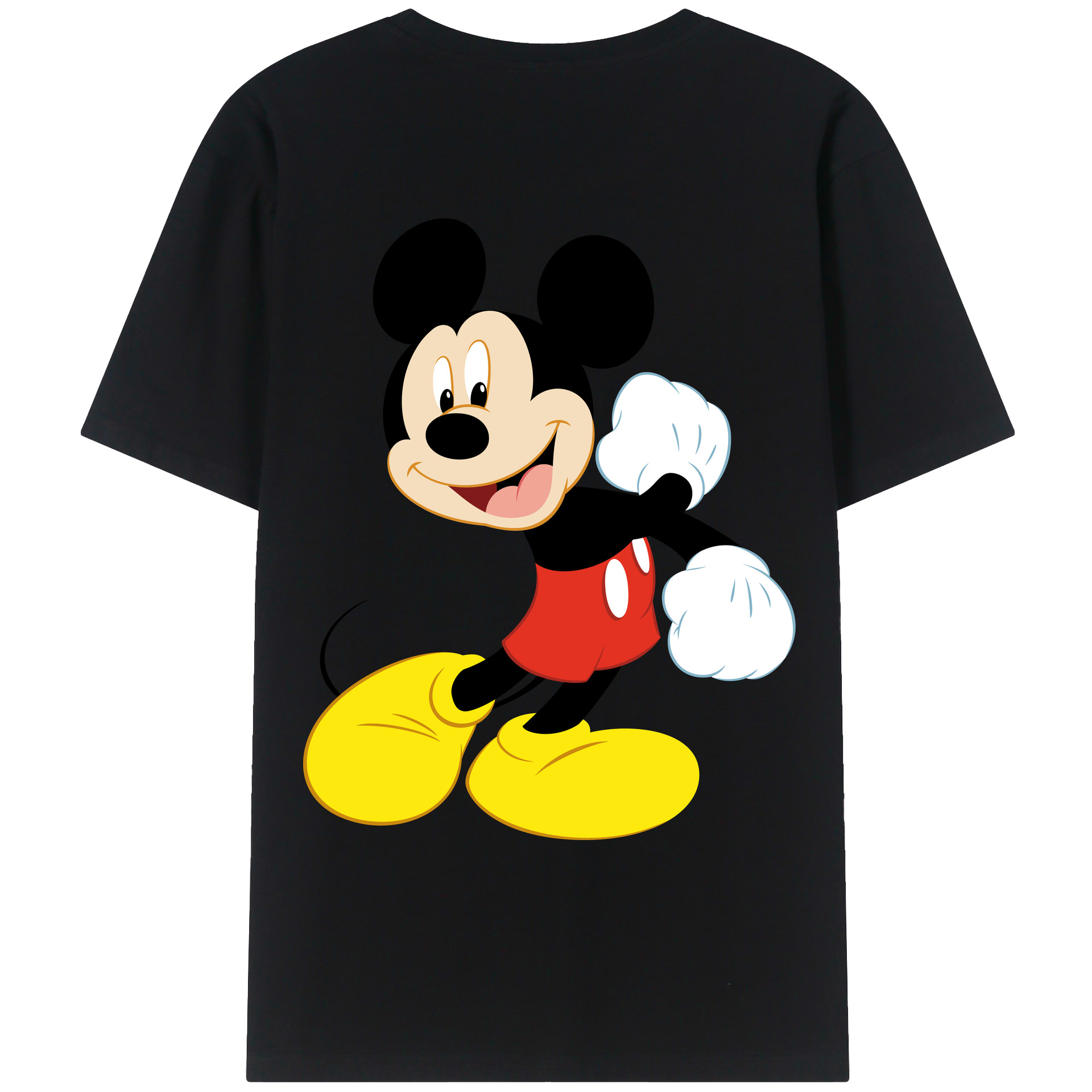 ミッキーマウス Mickey Mouse 綿100％ メンズ半袖Tシャツ（バックプリント） 通気性