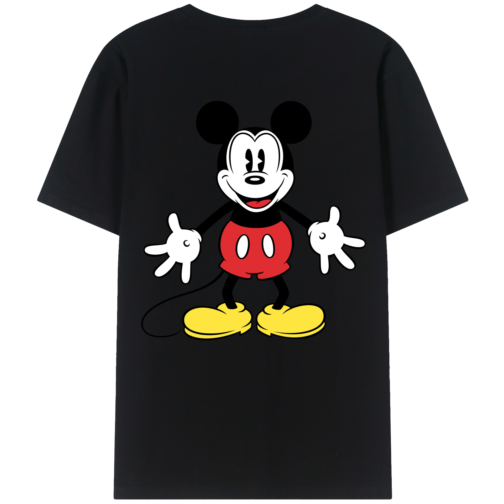 ミッキーマウス Mickey Mouse 綿100％ メンズ半袖Tシャツ（バックプリント） 通気性