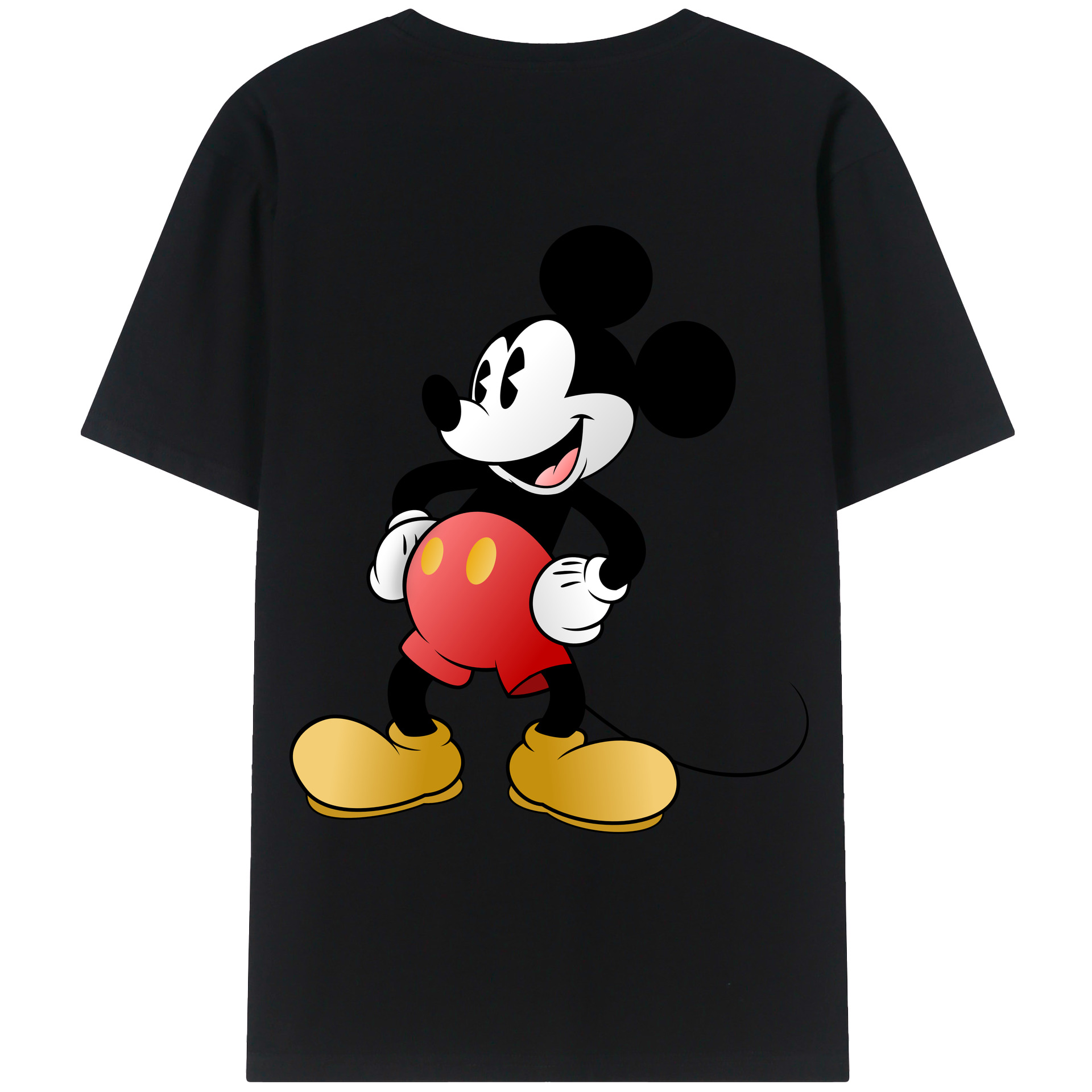 ミッキーマウス Mickey Mouse 綿100％ メンズ半袖Tシャツ（バックプリント） 通気性