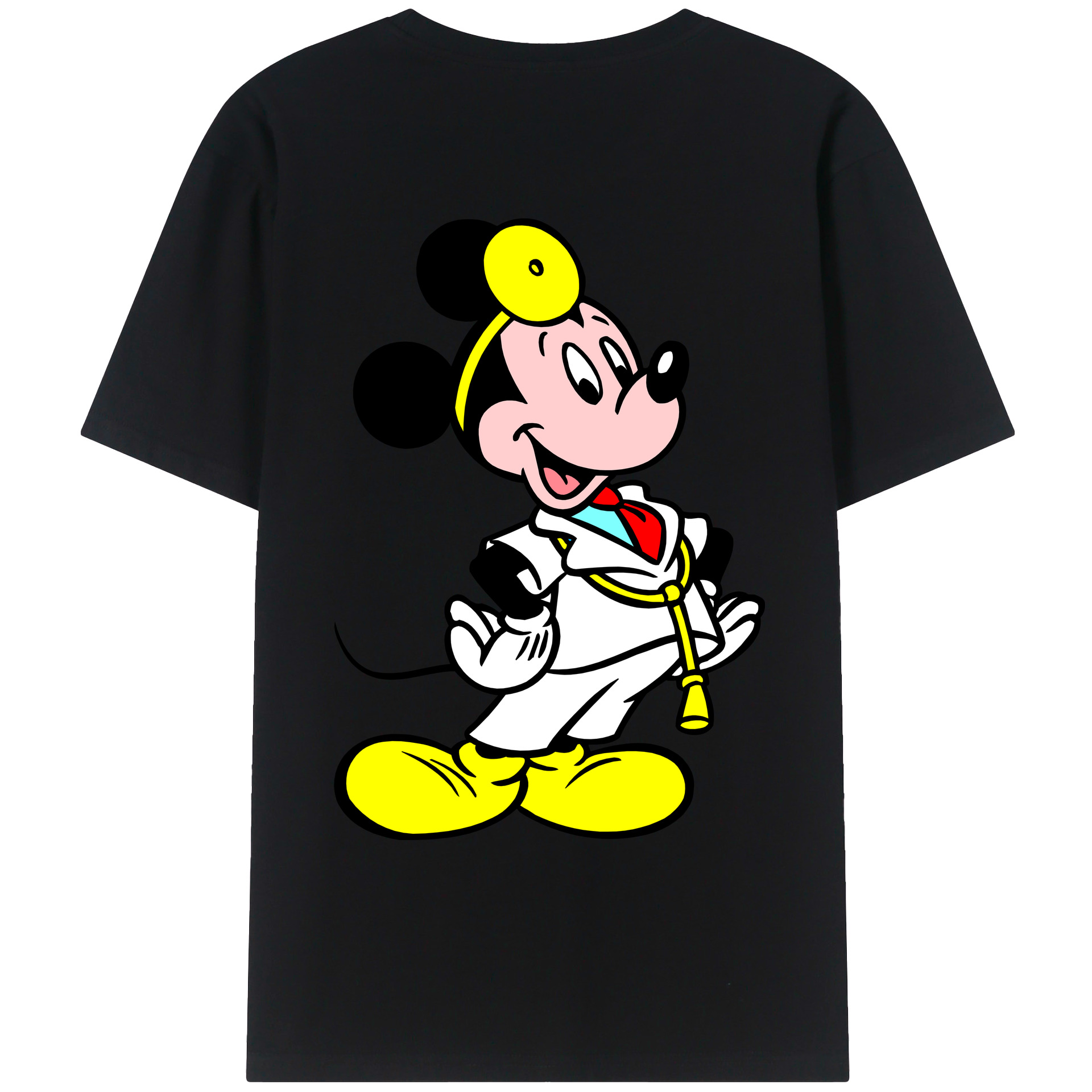 ミッキーマウス Mickey Mouse 綿100％ メンズ半袖Tシャツ（バックプリント） 通気性