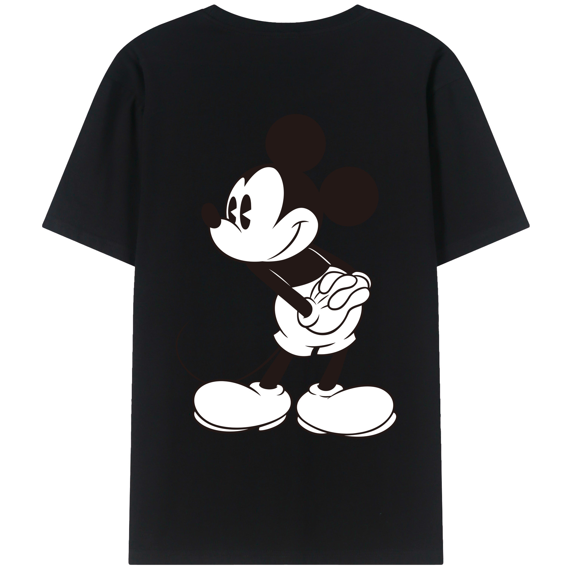ミッキーマウス Mickey Mouse 綿100％ メンズ半袖Tシャツ（バックプリント） 通気性
