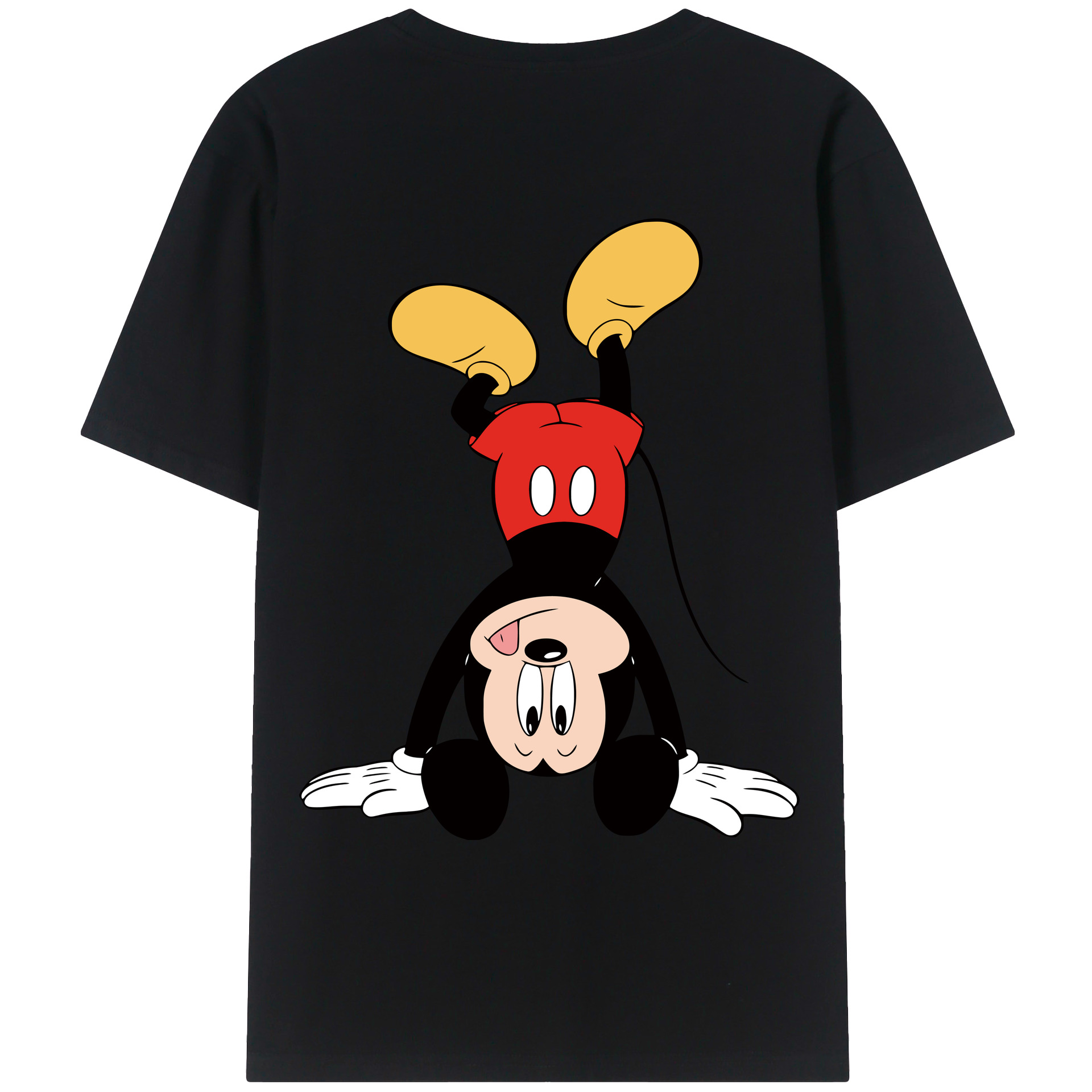 ミッキーマウス Mickey Mouse 綿100％ メンズ半袖Tシャツ（バックプリント） 通気性