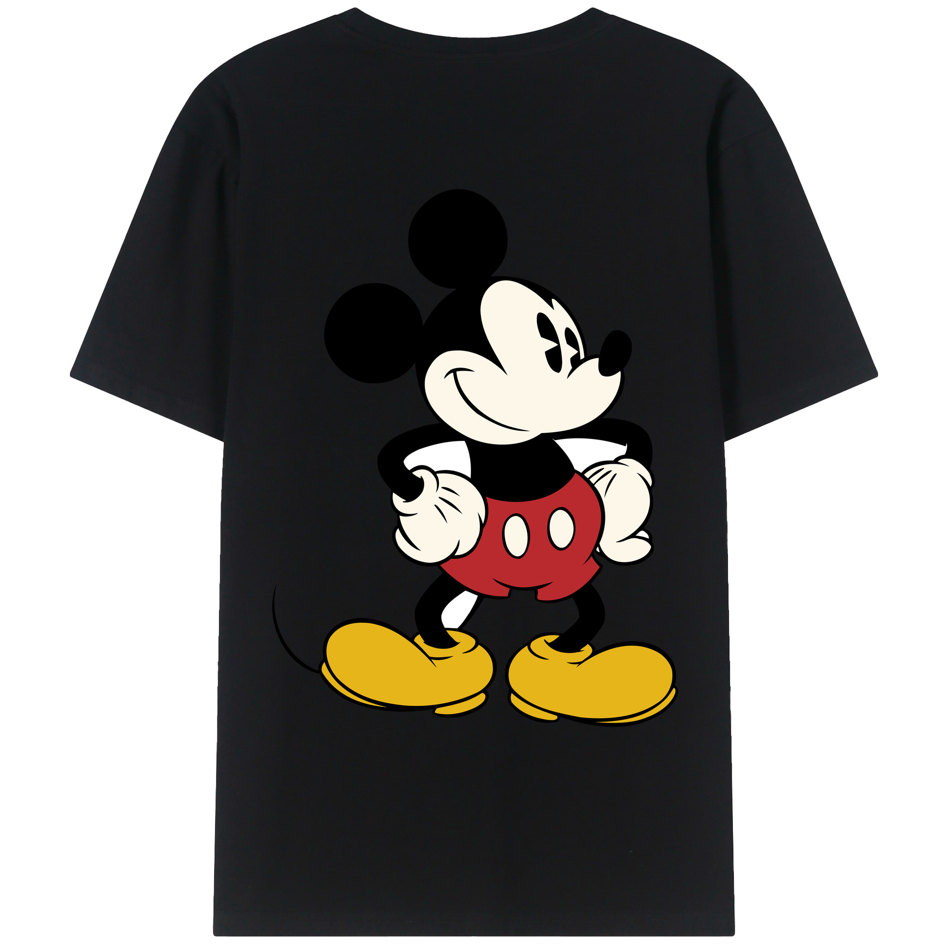 ミッキーマウス Mickey Mouse 綿100％ メンズ半袖Tシャツ（バックプリント） 通気性