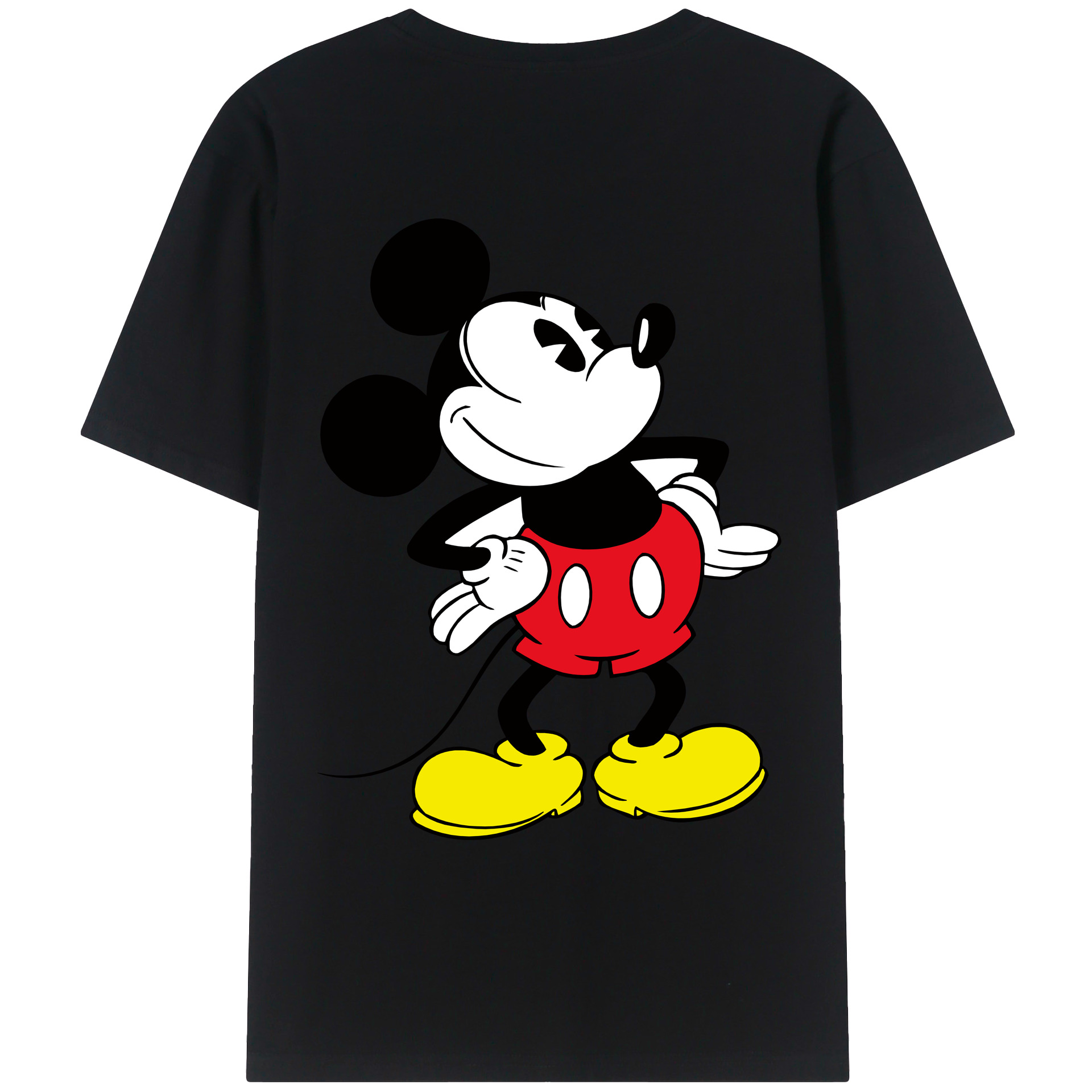 ミッキーマウス Mickey Mouse 綿100％ メンズ半袖Tシャツ（バックプリント） 通気性