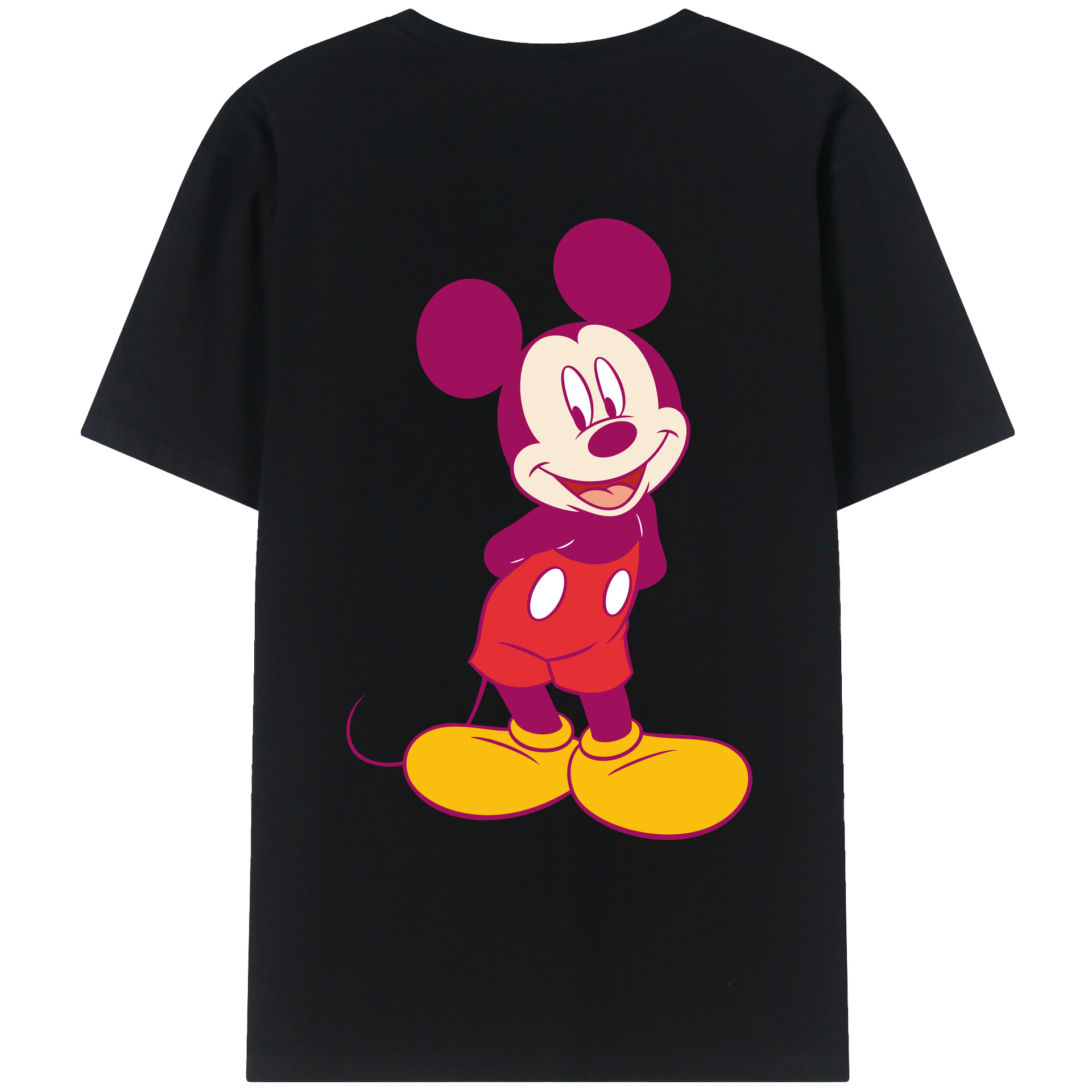 ミッキーマウス Mickey Mouse 綿100％ メンズ半袖Tシャツ（バックプリント） 通気性