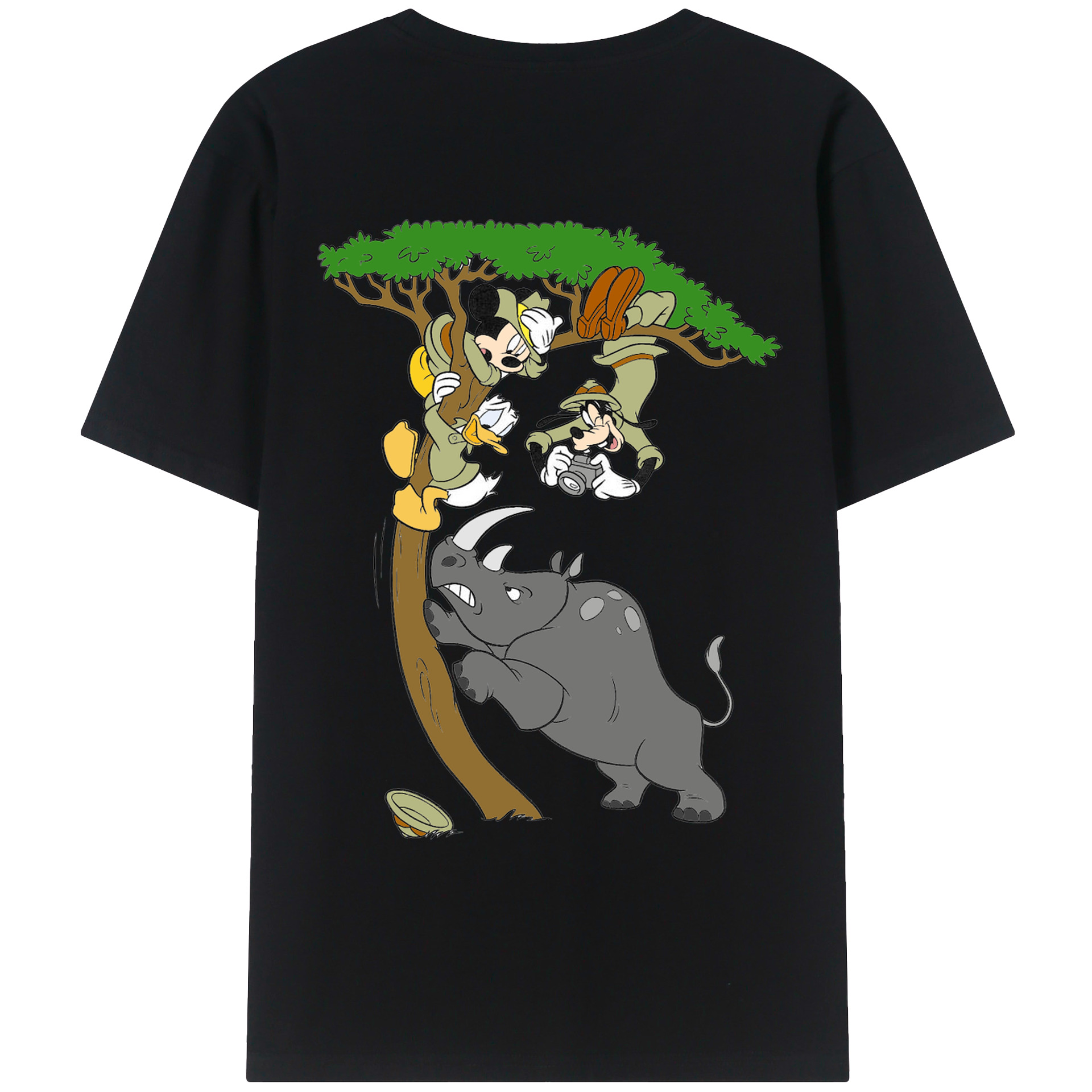 ミッキーマウス Mickey Mouse 綿100％ メンズ半袖Tシャツ（バックプリント） 通気性