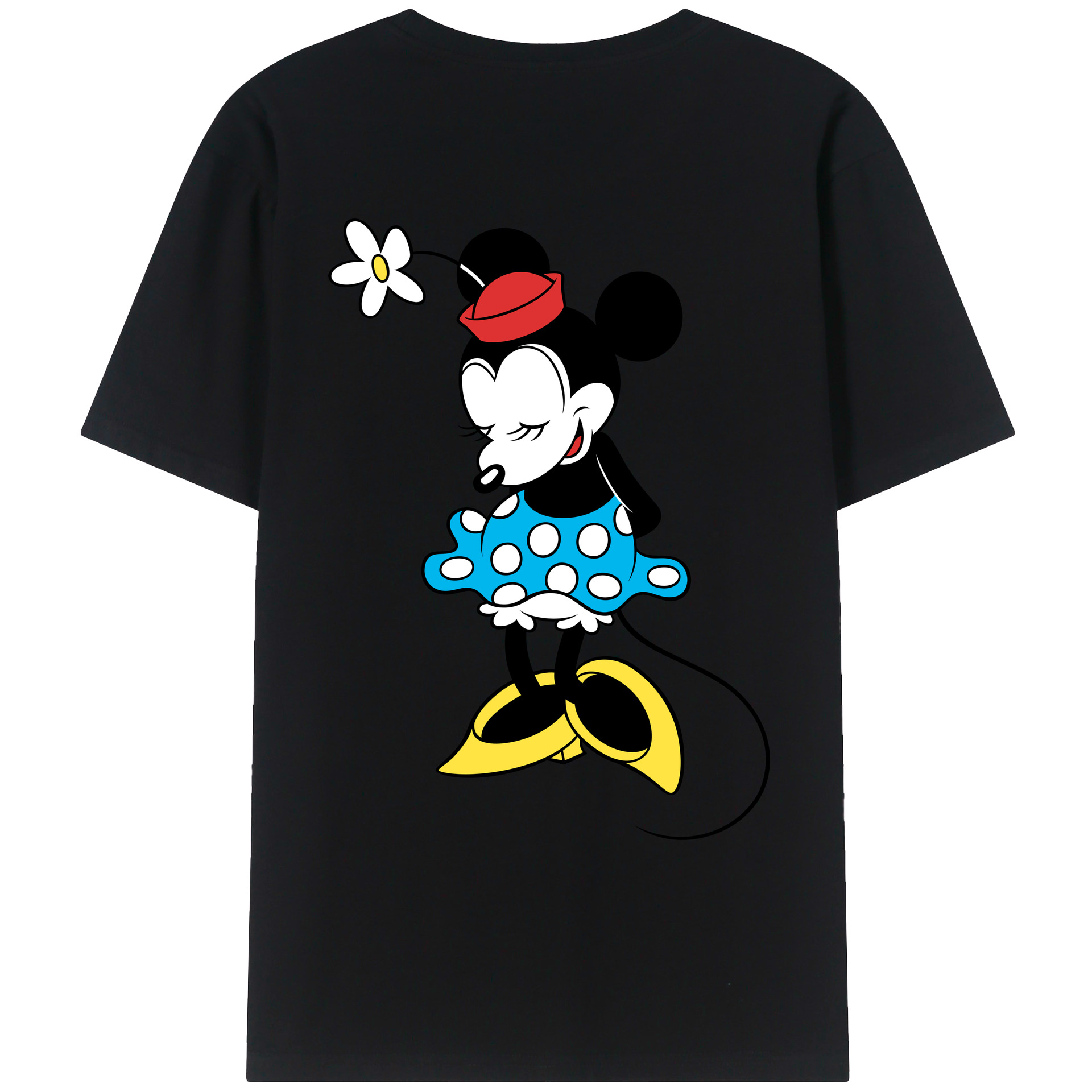 ミッキーマウス Mickey Mouse 綿100％ メンズ半袖Tシャツ（バックプリント） 通気性