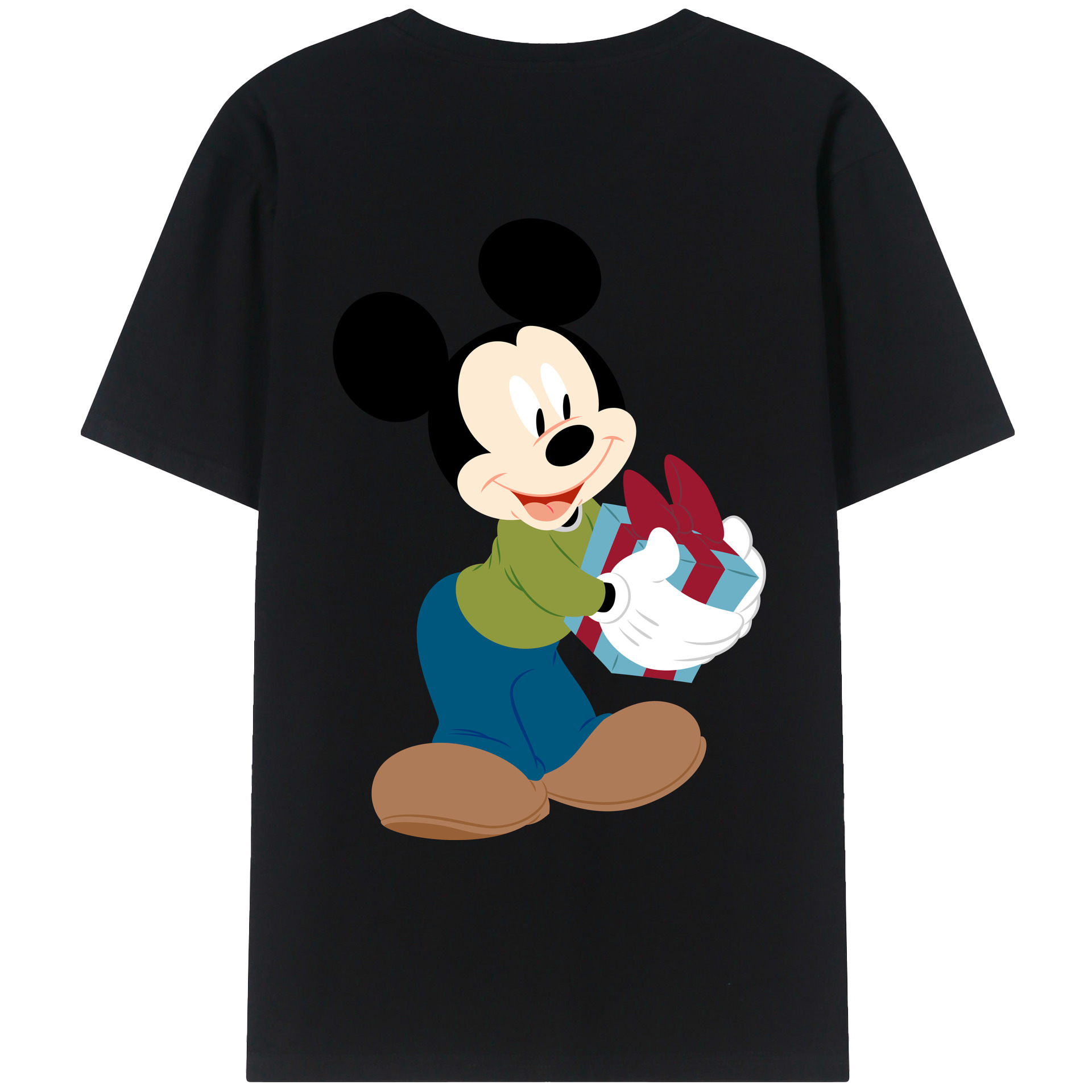 ミッキーマウス Mickey Mouse 綿100％ メンズ半袖Tシャツ（バックプリント） 通気性