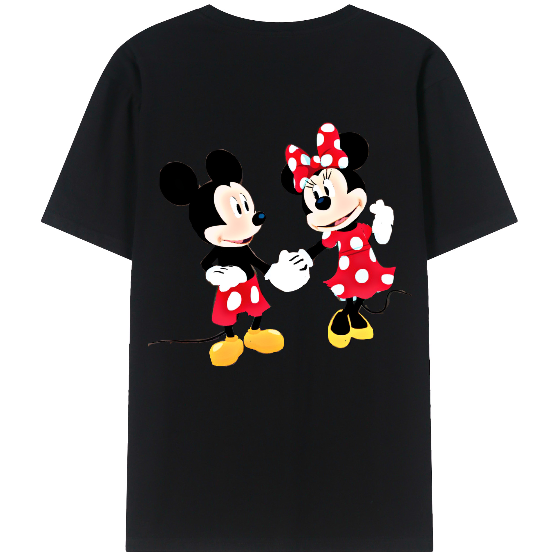 ミッキーマウス Mickey Mouse 綿100％ メンズ半袖Tシャツ（バックプリント） 通気性