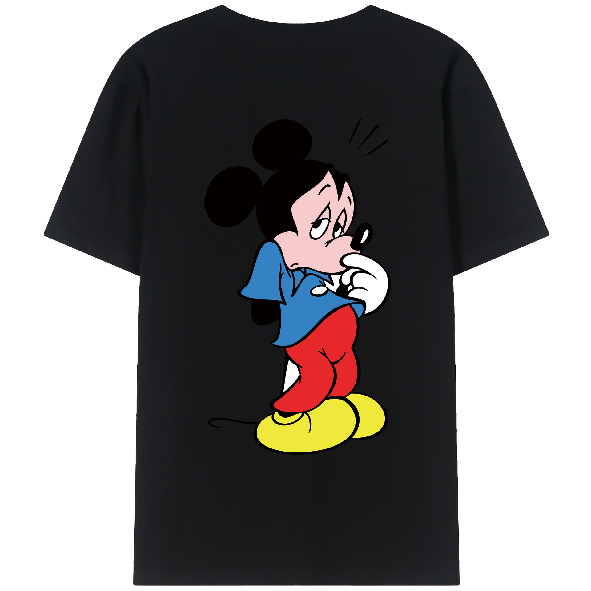 ミッキーマウス Mickey Mouse 綿100％ メンズ半袖Tシャツ（バックプリント） 通気性