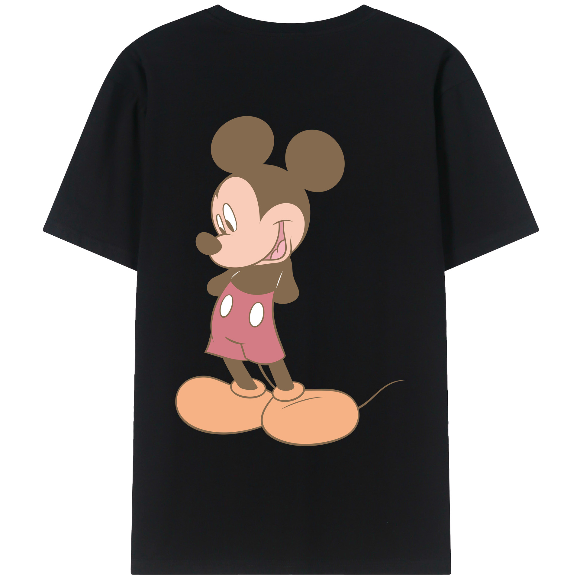 ミッキーマウス Mickey Mouse 綿100％ メンズ半袖Tシャツ（バックプリント） 通気性