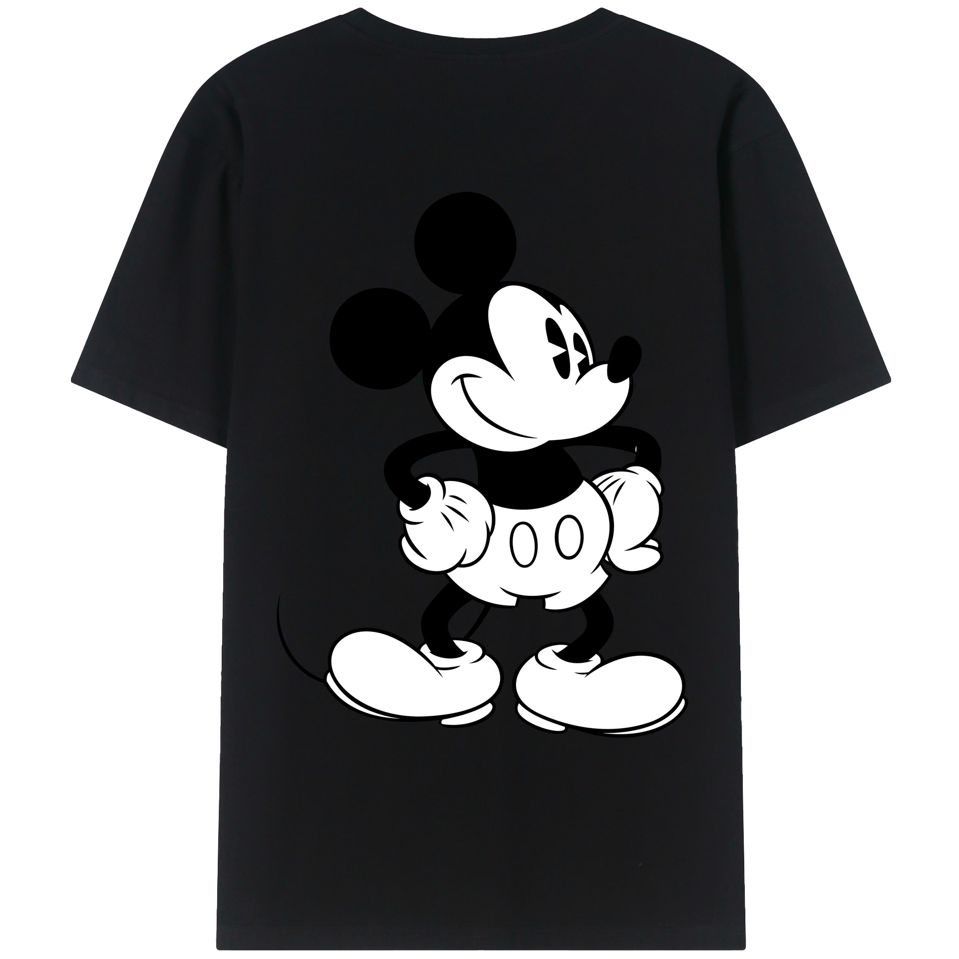 ミッキーマウス Mickey Mouse 綿100％ メンズ半袖Tシャツ（バックプリント） 通気性