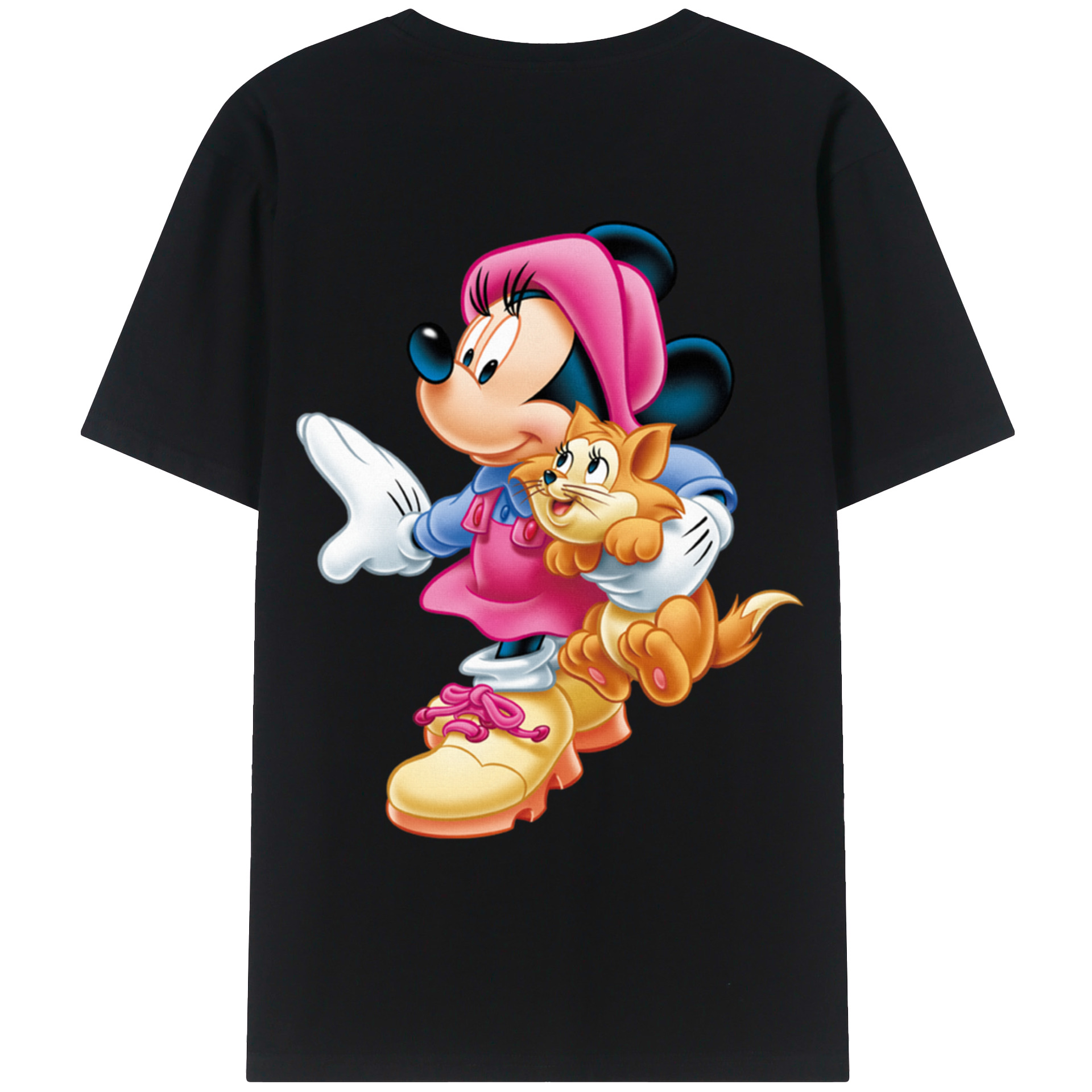 ミッキーマウス Mickey Mouse 綿100％ メンズ半袖Tシャツ（バックプリント） 通気性