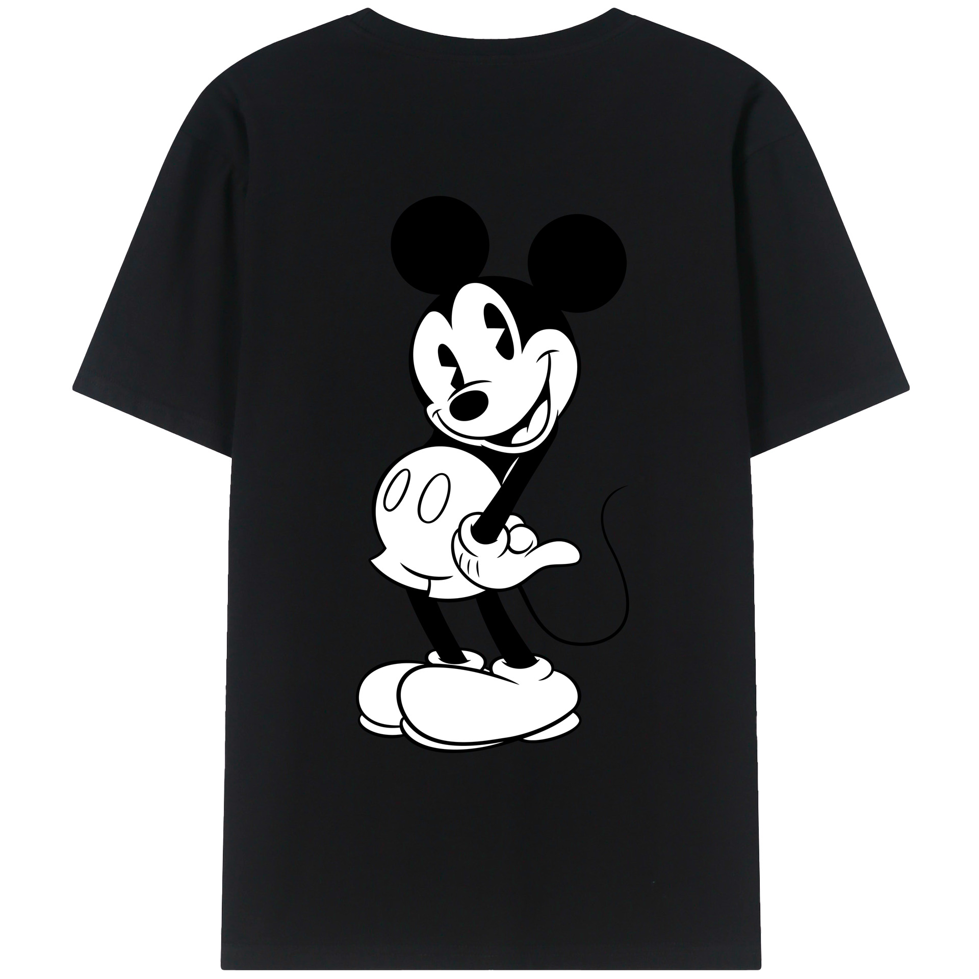 ミッキーマウス Mickey Mouse 綿100％ メンズ半袖Tシャツ（バックプリント） 通気性