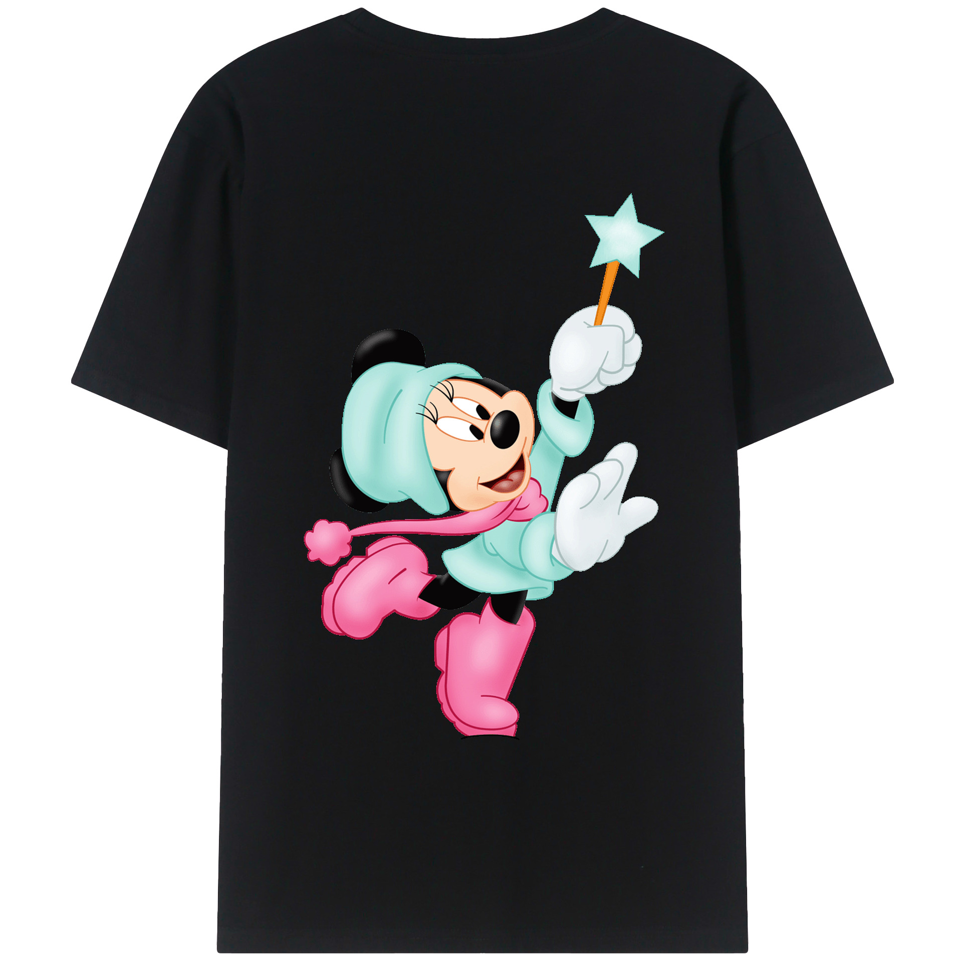 ミッキーマウス Mickey Mouse 綿100％ メンズ半袖Tシャツ（バックプリント） 通気性