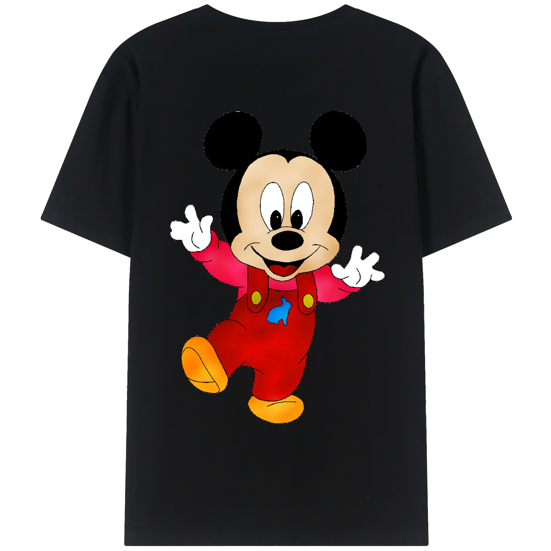 ミッキーマウス Mickey Mouse 綿100％ メンズ半袖Tシャツ（バックプリント） 通気性