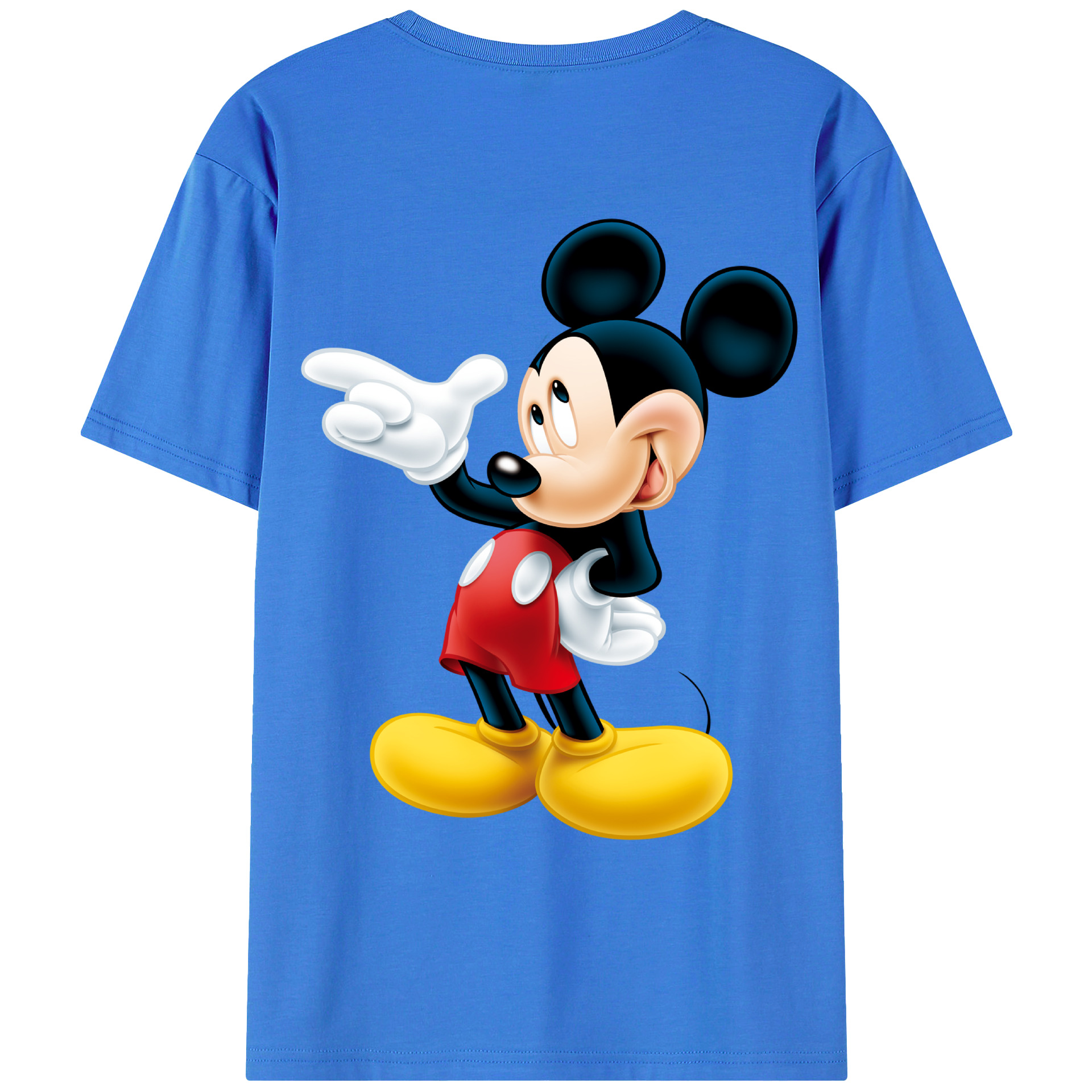 ミッキーマウス Mickey Mouse 綿100％ メンズ半袖Tシャツ（バックプリント） 通気性
