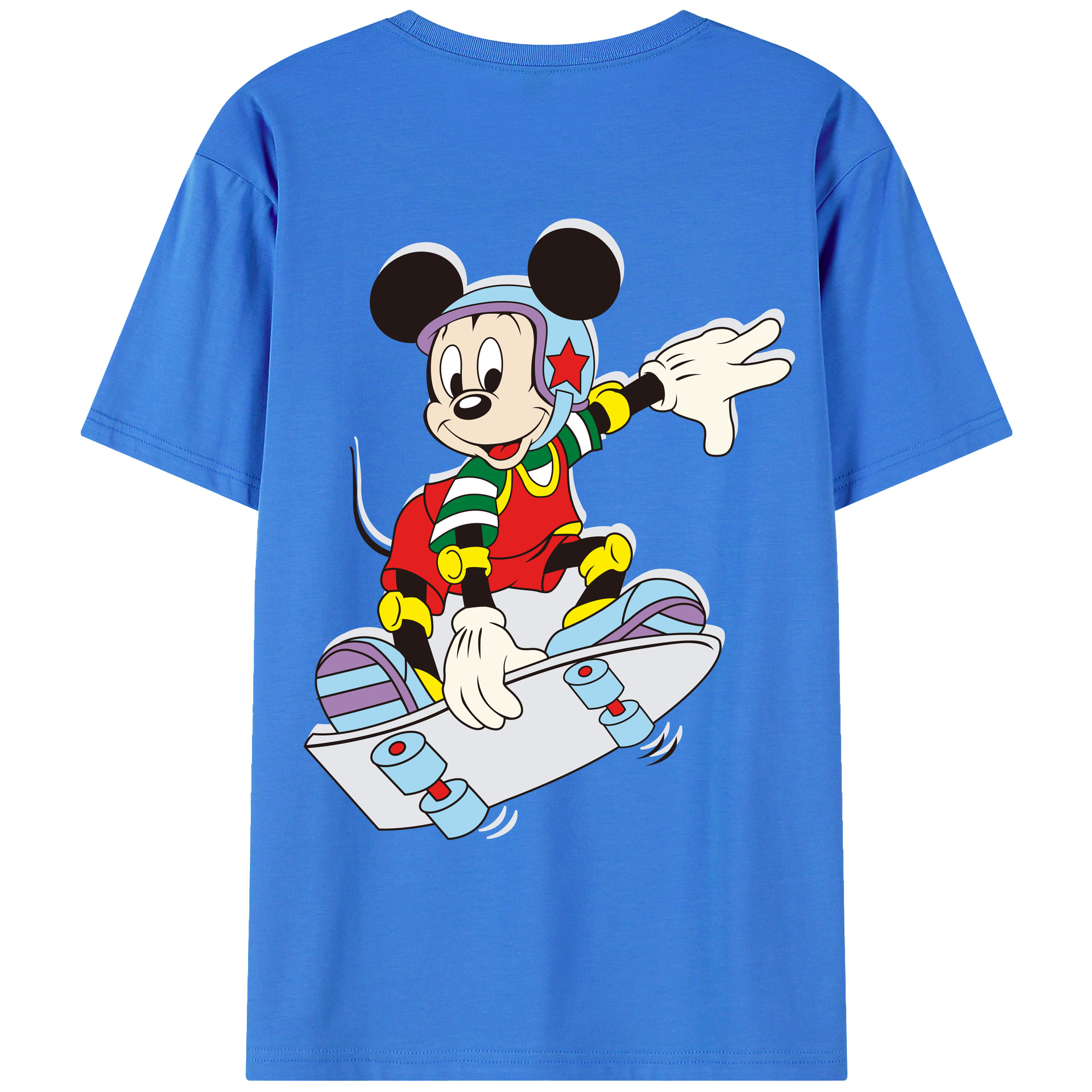 ミッキーマウス Mickey Mouse 綿100％ メンズ半袖Tシャツ（バックプリント） 通気性