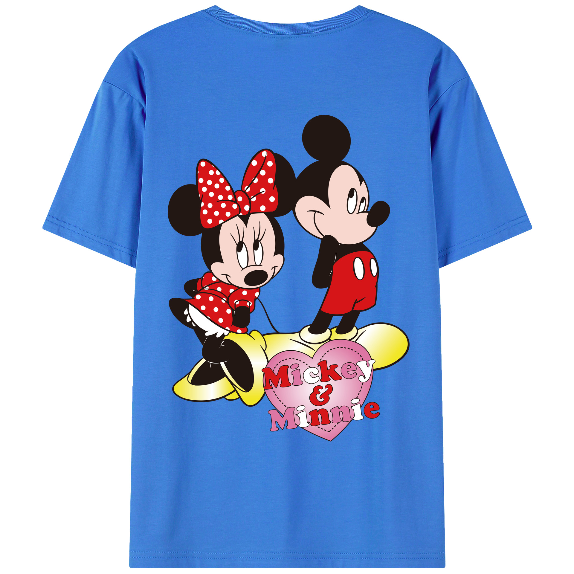 ミッキーマウス Mickey Mouse 綿100％ メンズ半袖Tシャツ（バックプリント） 通気性