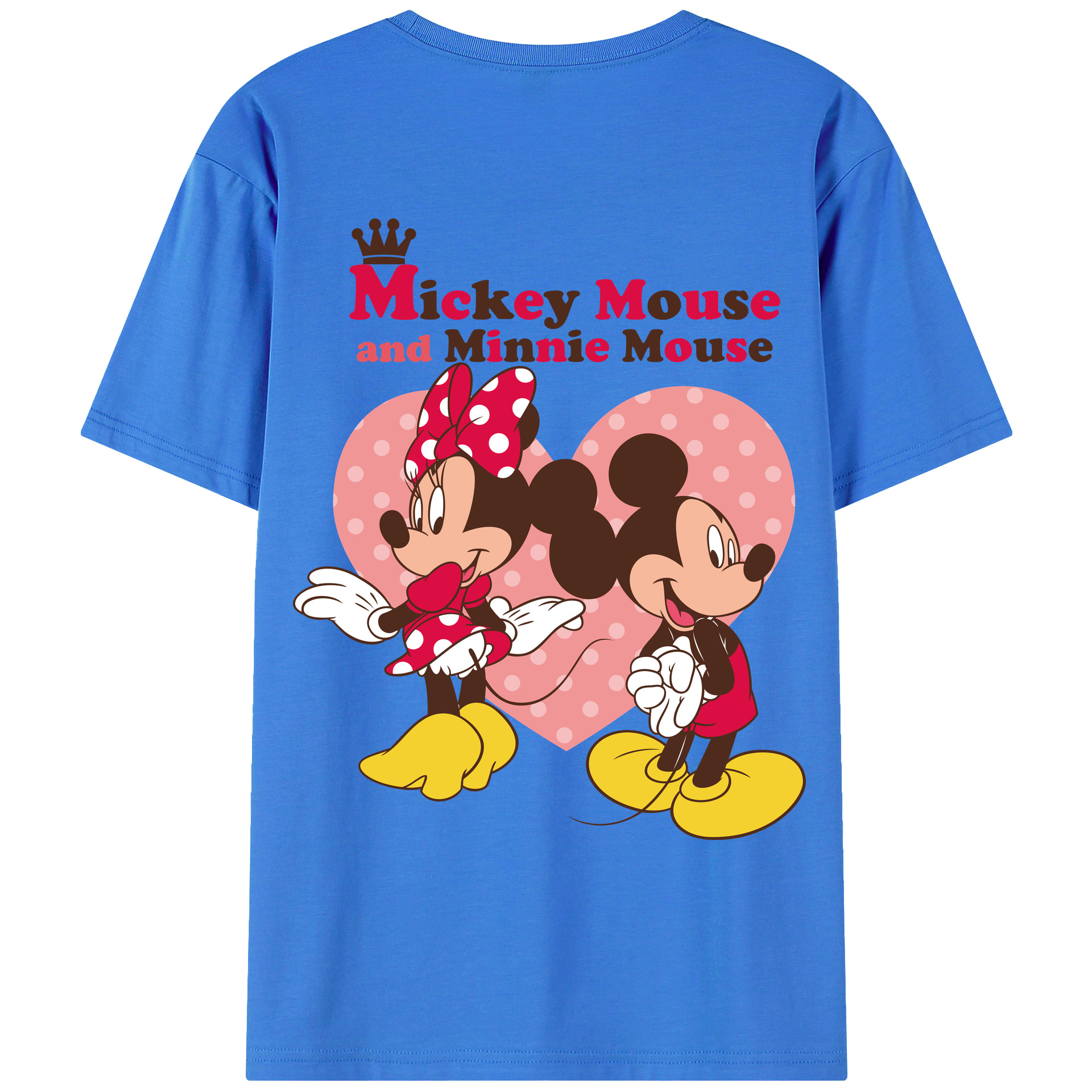 ミッキーマウス Mickey Mouse 綿100％ メンズ半袖Tシャツ（バックプリント） 通気性