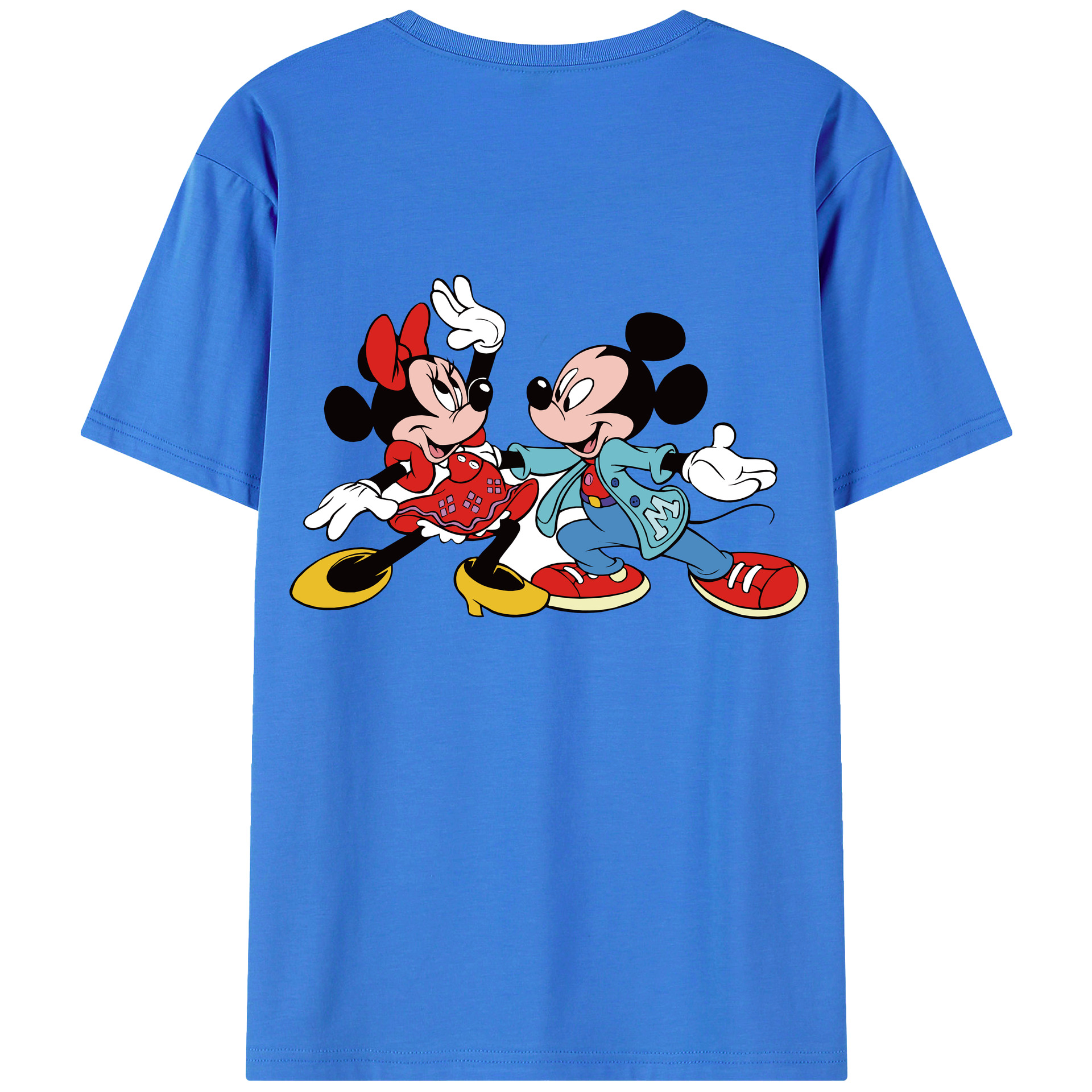 ミッキーマウス Mickey Mouse 綿100％ メンズ半袖Tシャツ（バックプリント） 通気性