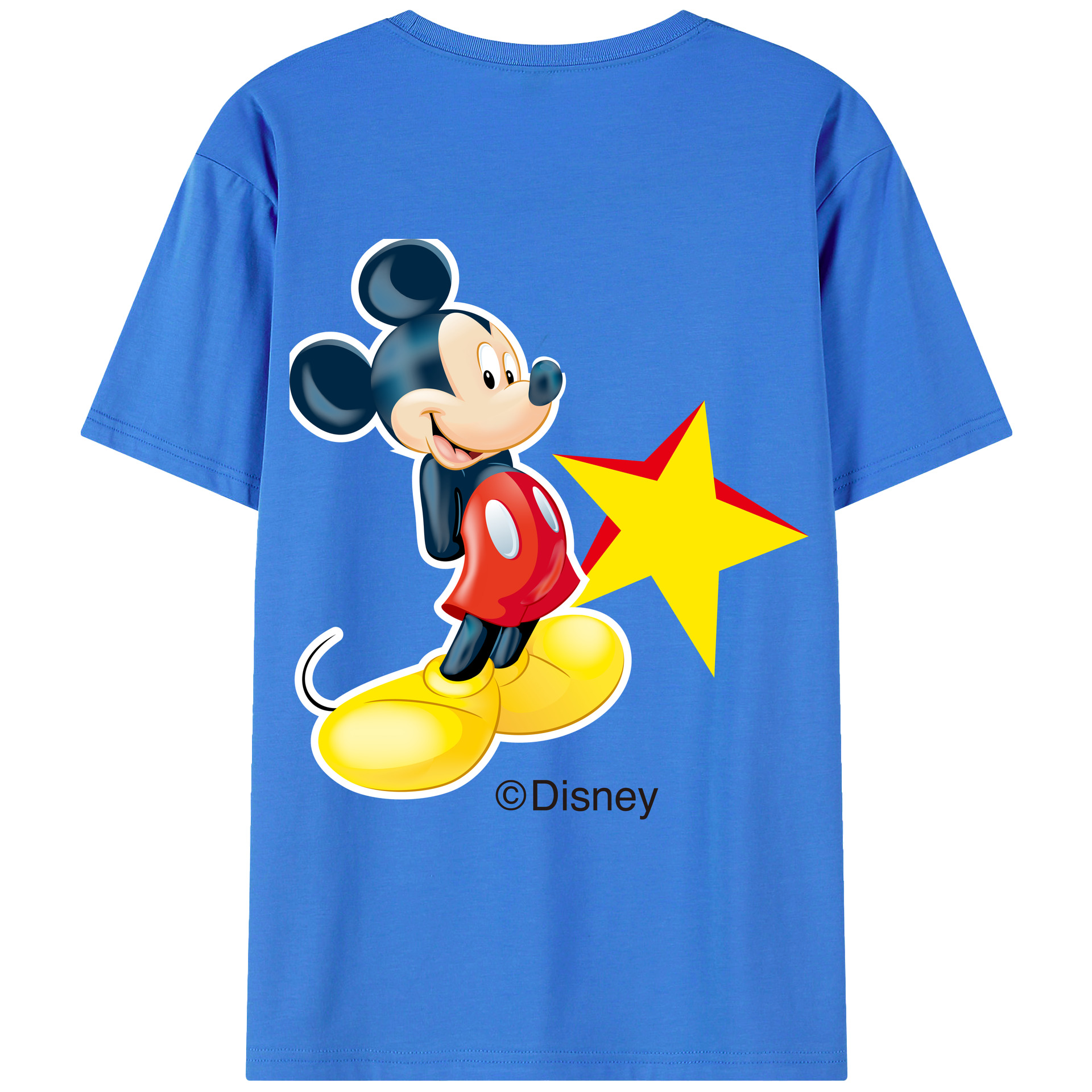 ミッキーマウス Mickey Mouse 綿100％ メンズ半袖Tシャツ（バックプリント） 通気性